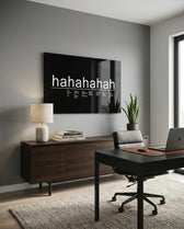 Black Background Laughter Scale Glass Wall Art
