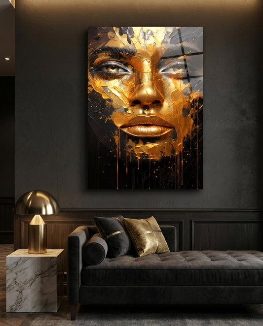 Golden Melt Glass Wall Art || Designer Collection