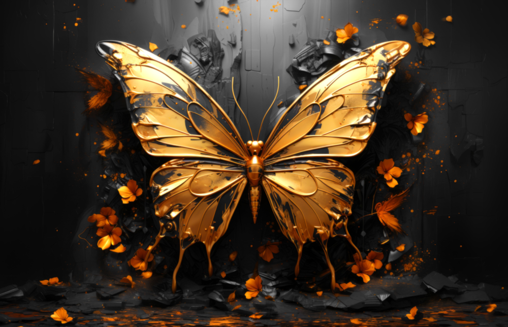 Golden Butterfly Glass Wall Art || Designer Collection