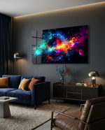 Cosmic Nebula Black Hole Ring Glass Wall Art