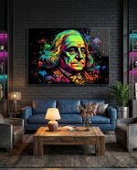 Blacklight Neon Benjamin Franklin Glass Wall Art