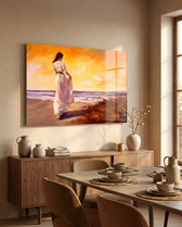 Beach Walk Glass Wall Art || Designer Collection