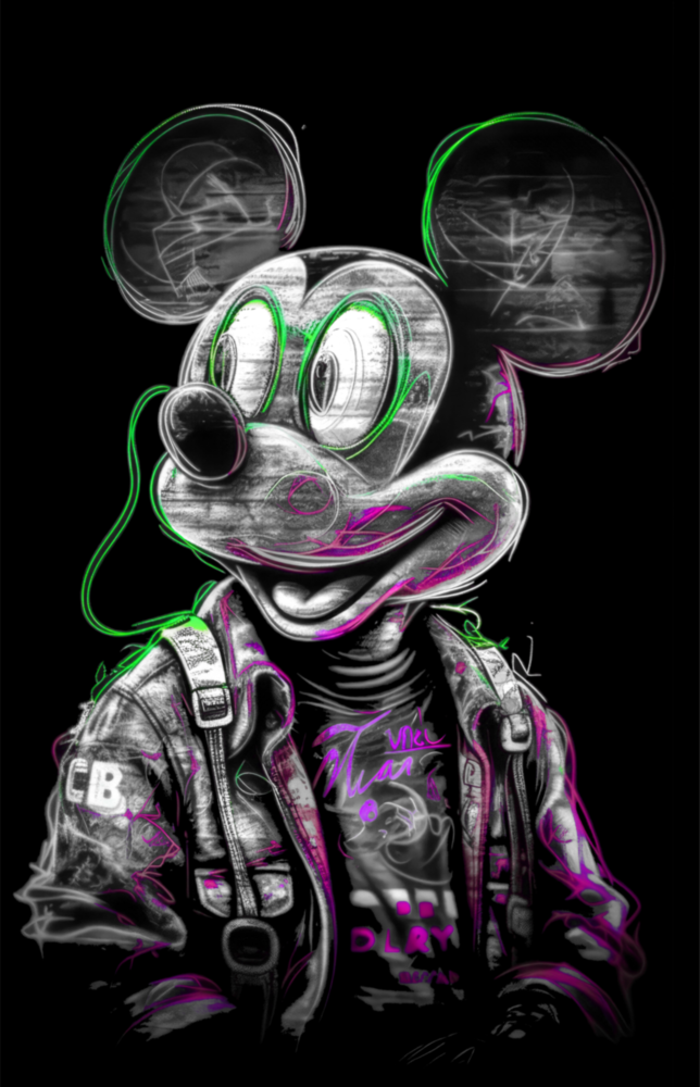 Neon Mouse Glass Wall Art || Designer Collection