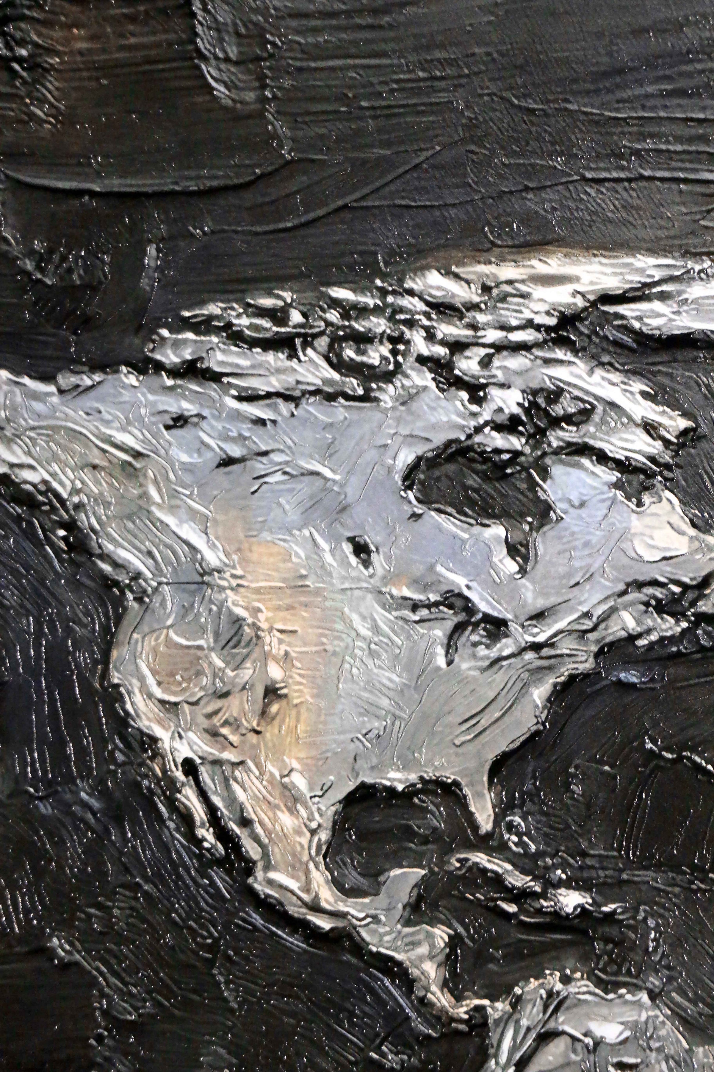 Titanium Terra Impasto — 3D Haptic Embossed High-Gloss Luxury Wall Art