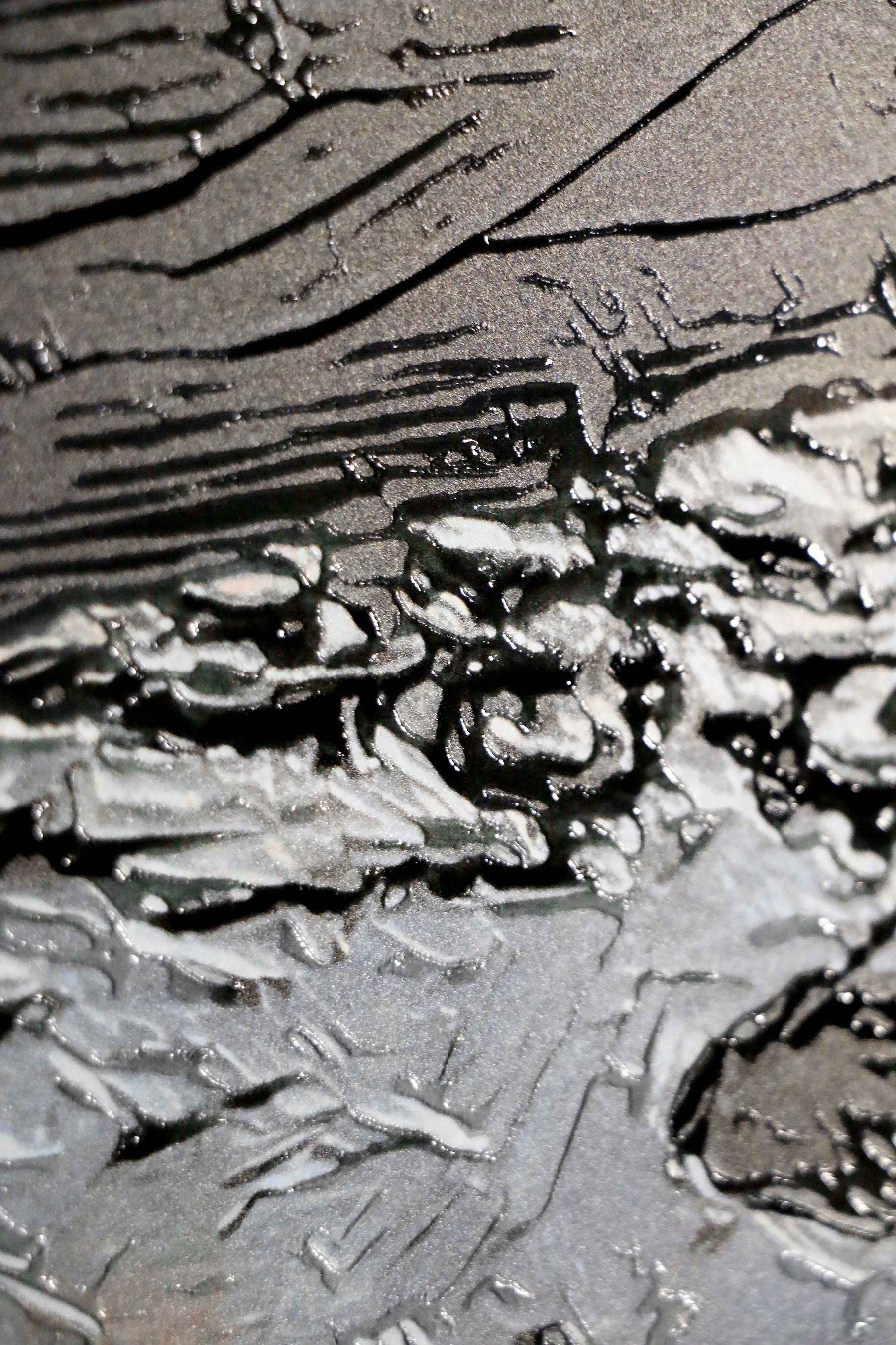 Titanium Terra Impasto — 3D Haptic Embossed High-Gloss Luxury Wall Art