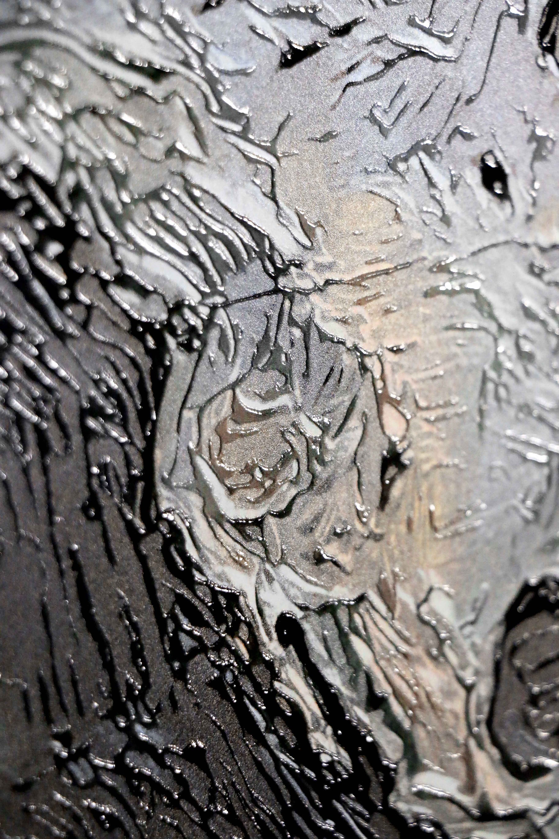 Titanium Terra Impasto — 3D Haptic Embossed High-Gloss Luxury Wall Art