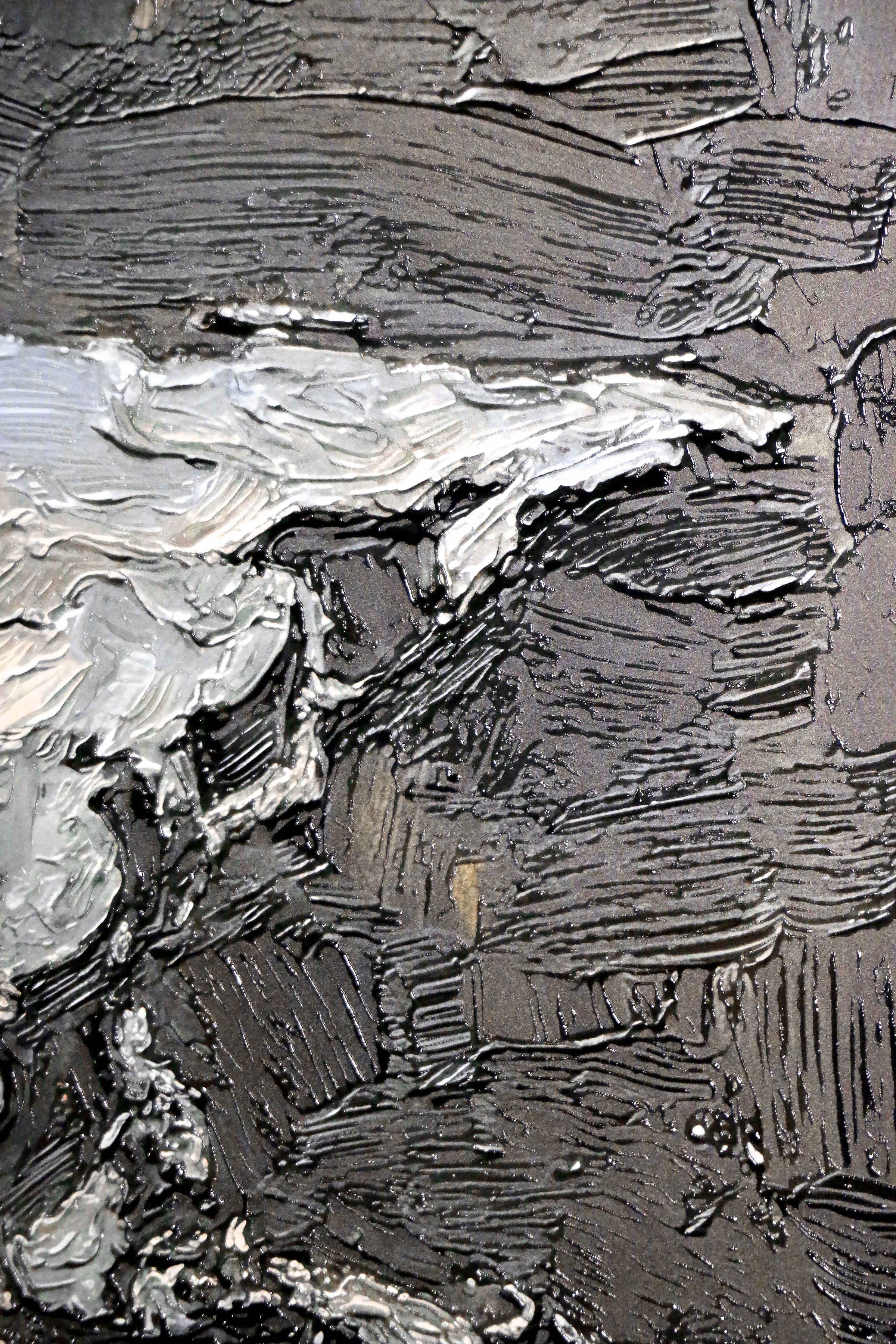 Titanium Terra Impasto — 3D Haptic Embossed High-Gloss Luxury Wall Art