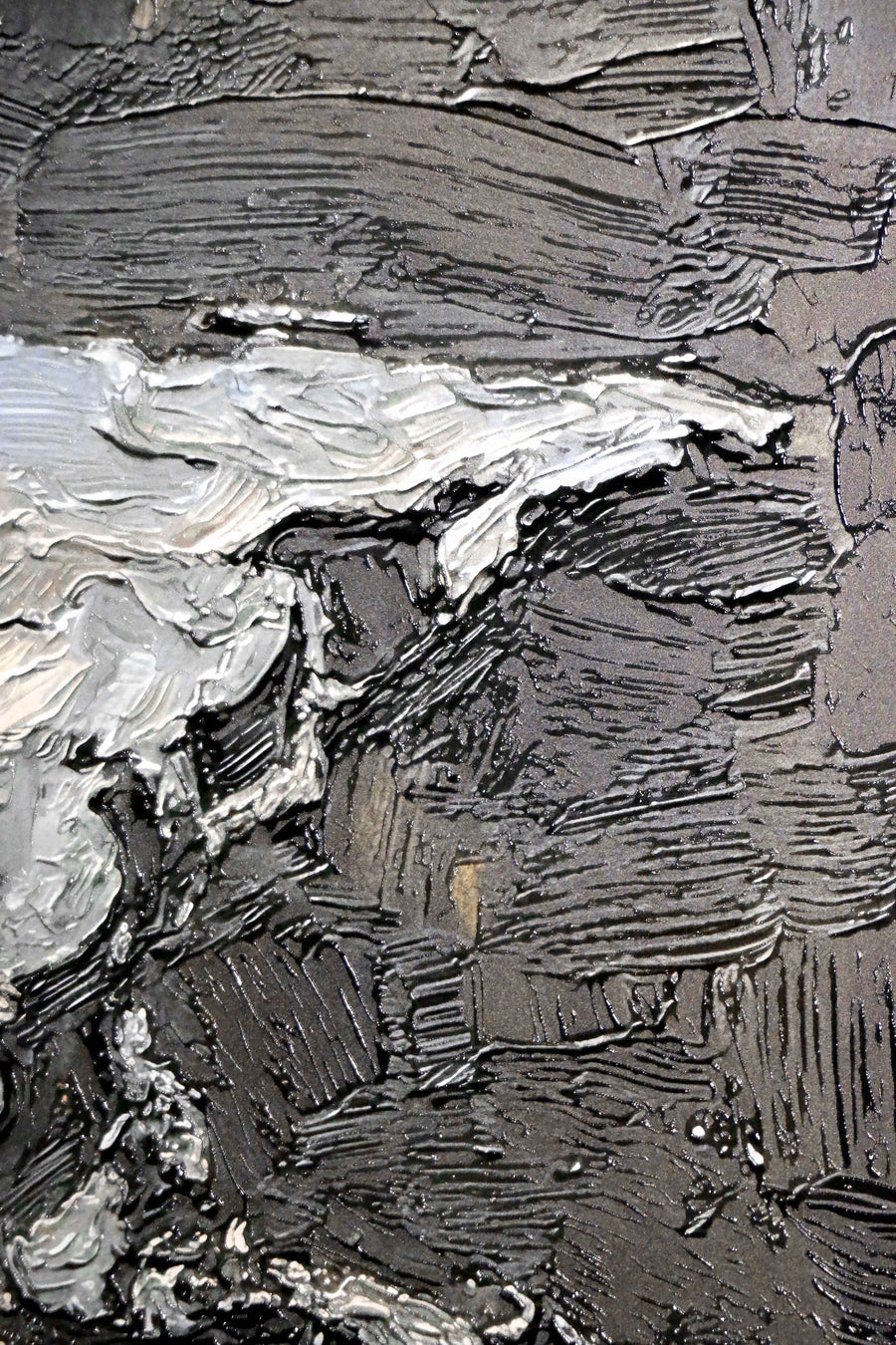 Titanium Terra Impasto — 3D Haptic Embossed High-Gloss Luxury Wall Art