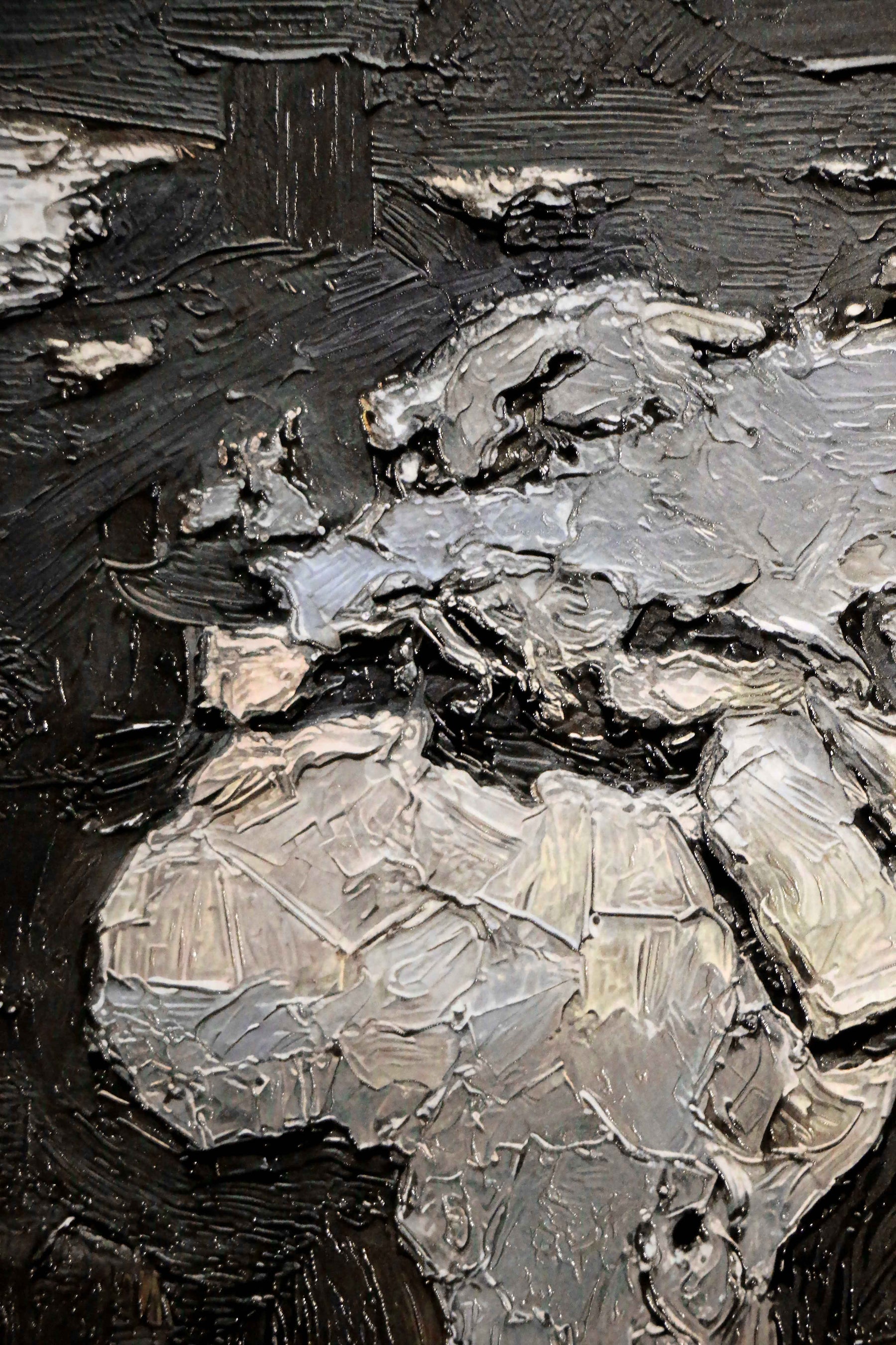 Titanium Terra Impasto — 3D Haptic Embossed High-Gloss Luxury Wall Art