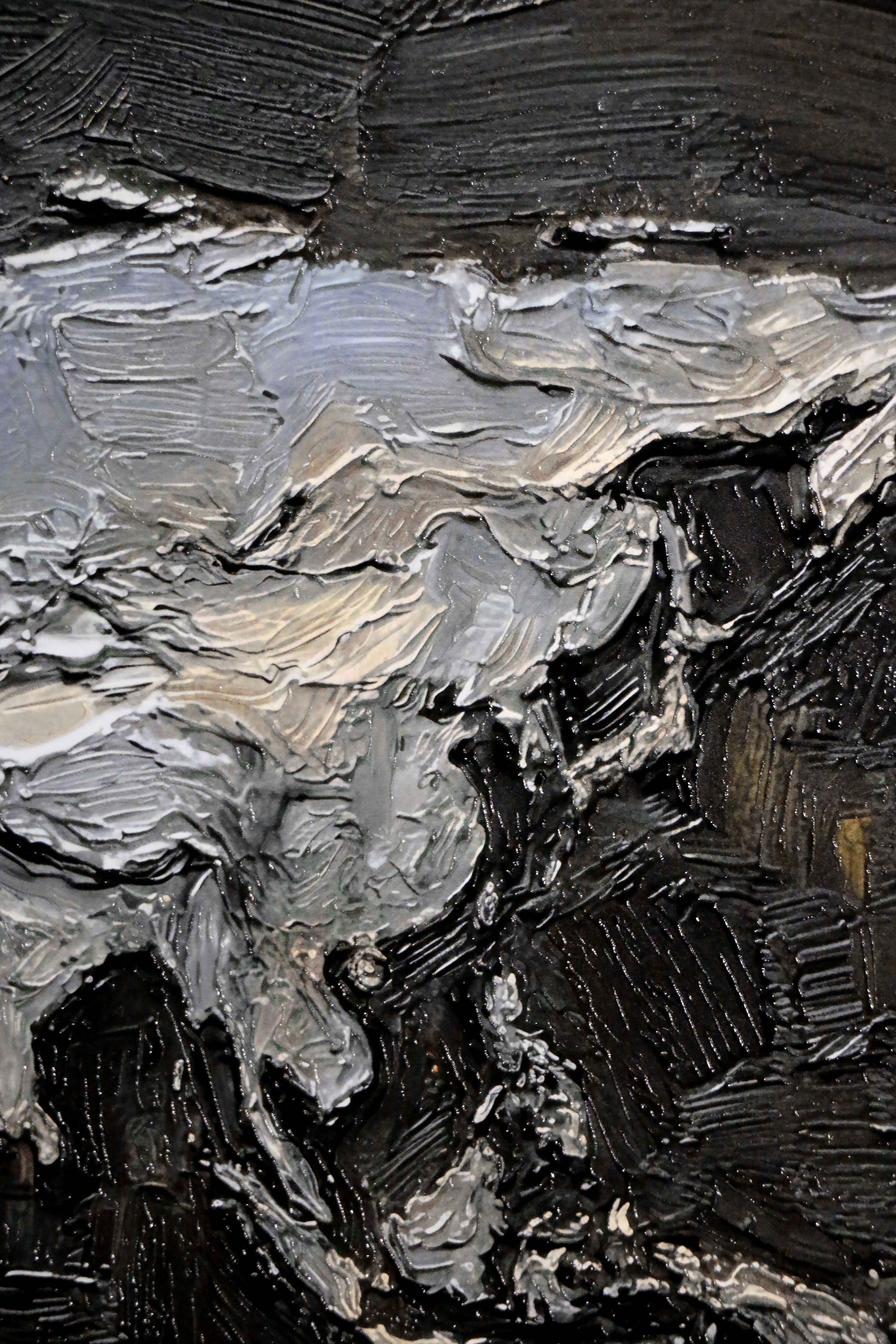 Titanium Terra Impasto — 3D Haptic Embossed High-Gloss Luxury Wall Art