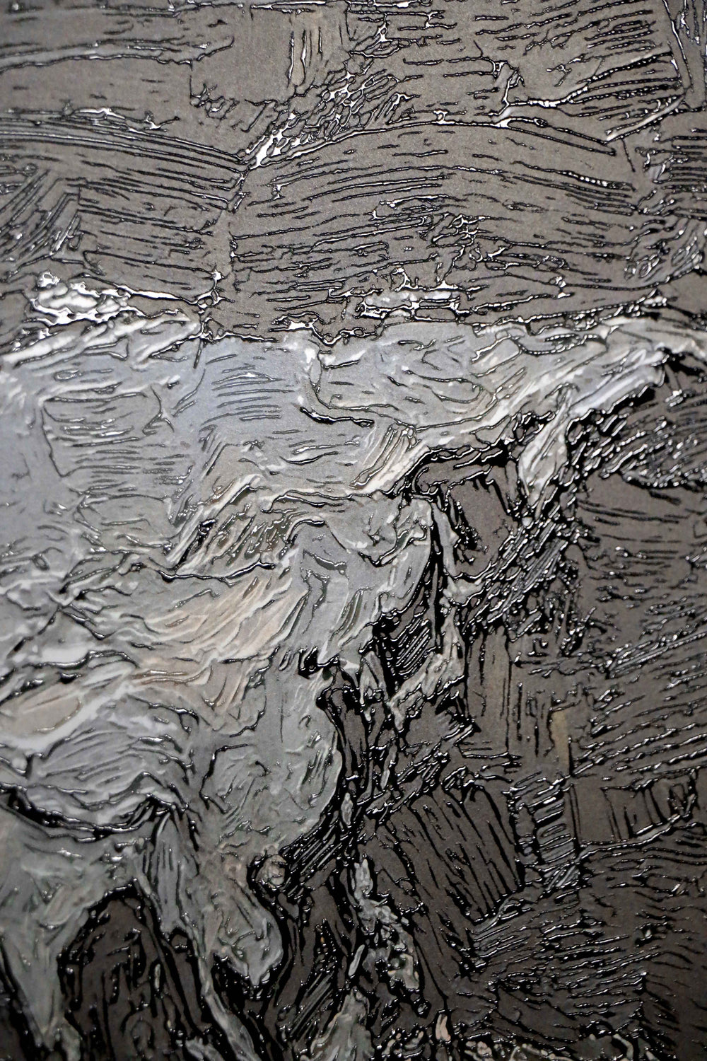 Titanium Terra Impasto — 3D Haptic Embossed High-Gloss Luxury Wall Art