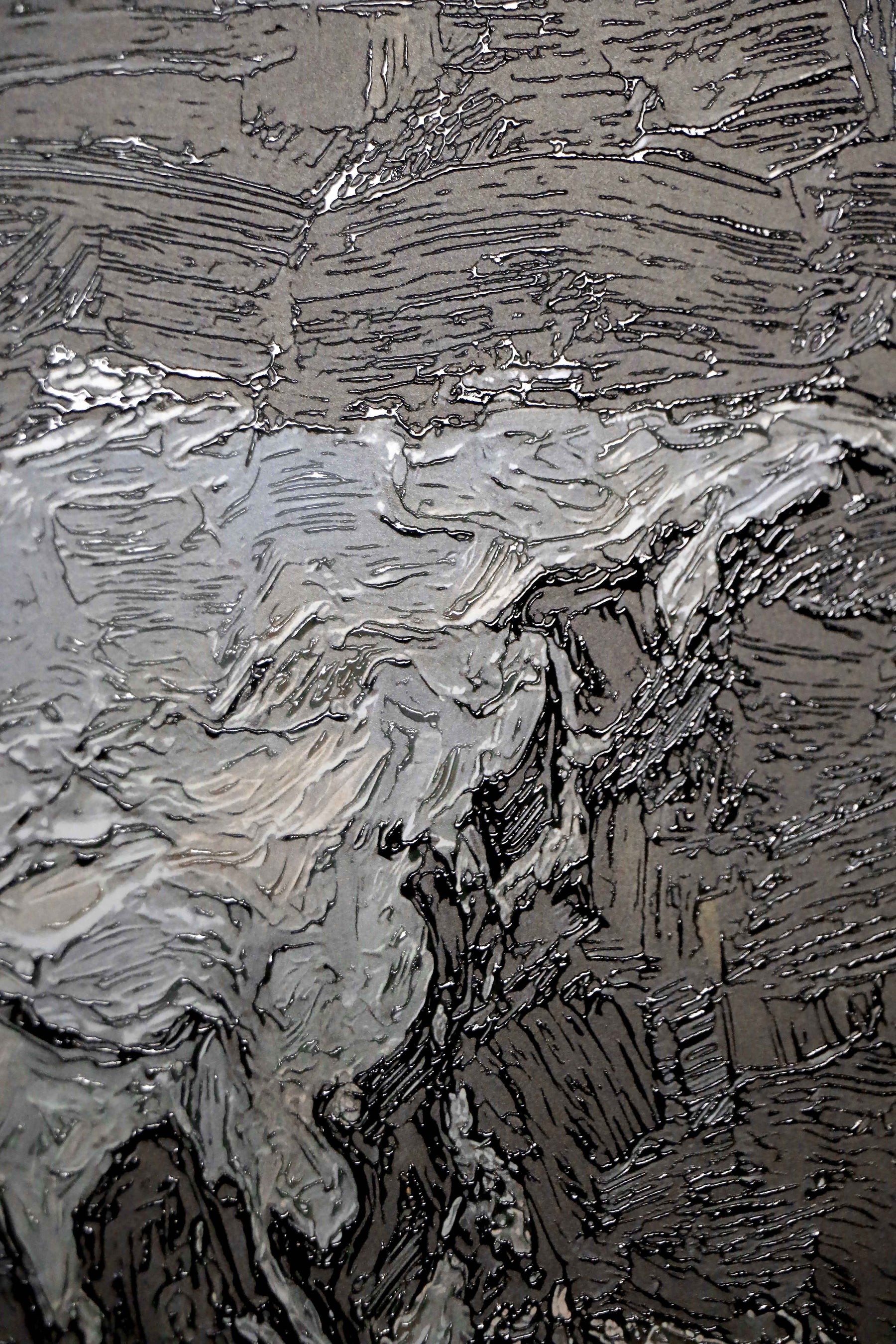 Titanium Terra Impasto — 3D Haptic Embossed High-Gloss Luxury Wall Art