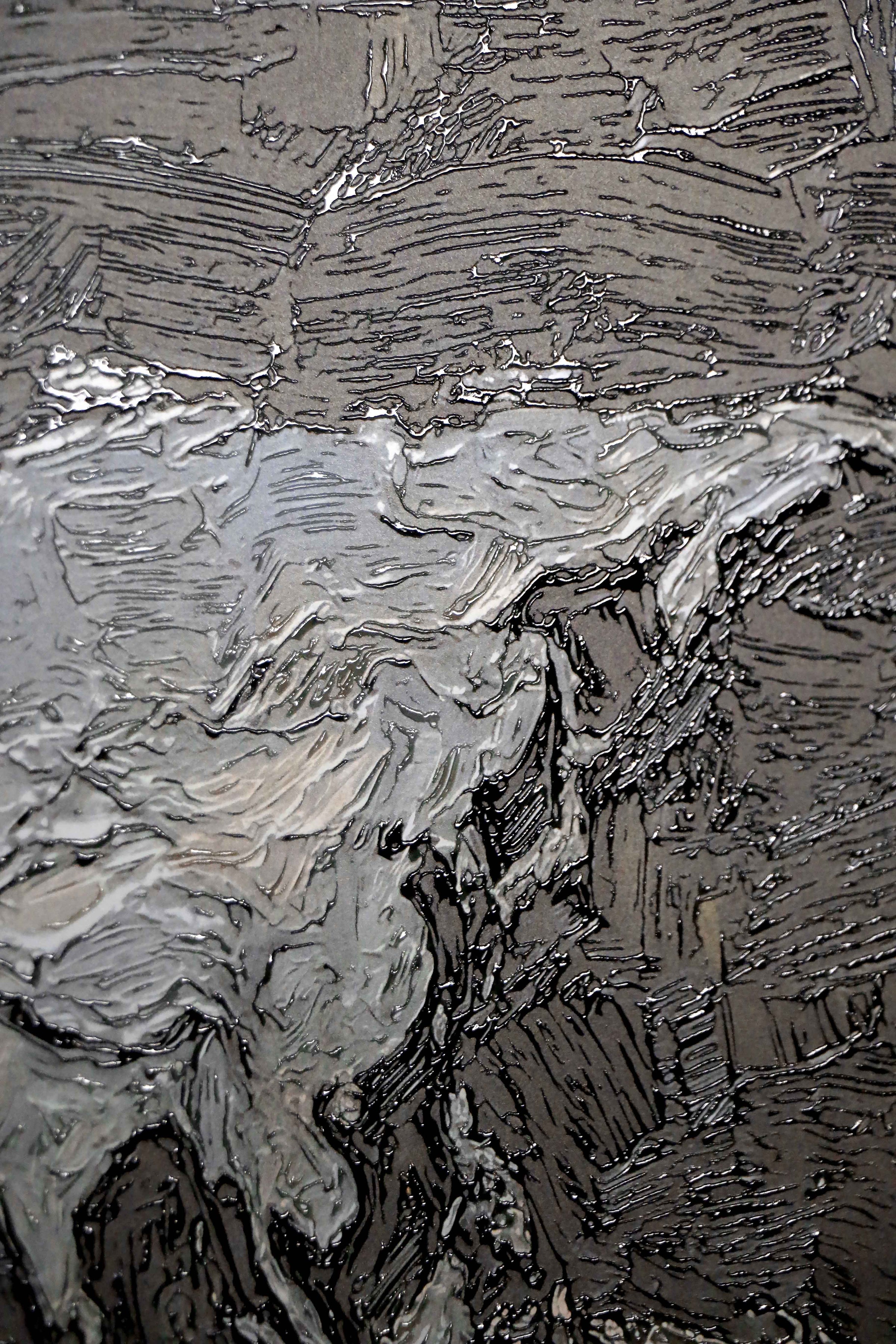 Titanium Terra Impasto — 3D Haptic Embossed High-Gloss Luxury Wall Art