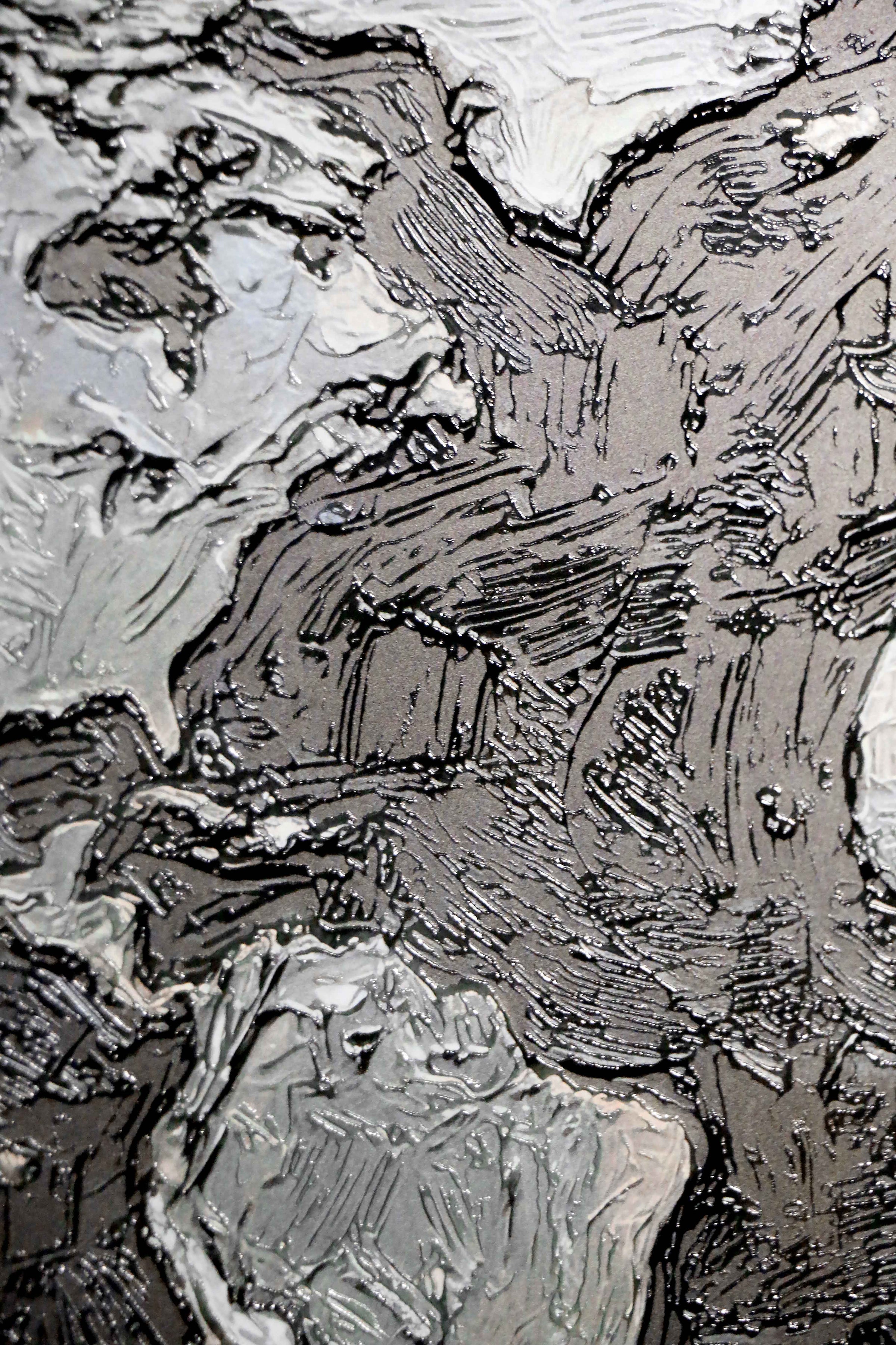 Titanium Terra Impasto — 3D Haptic Embossed High-Gloss Luxury Wall Art