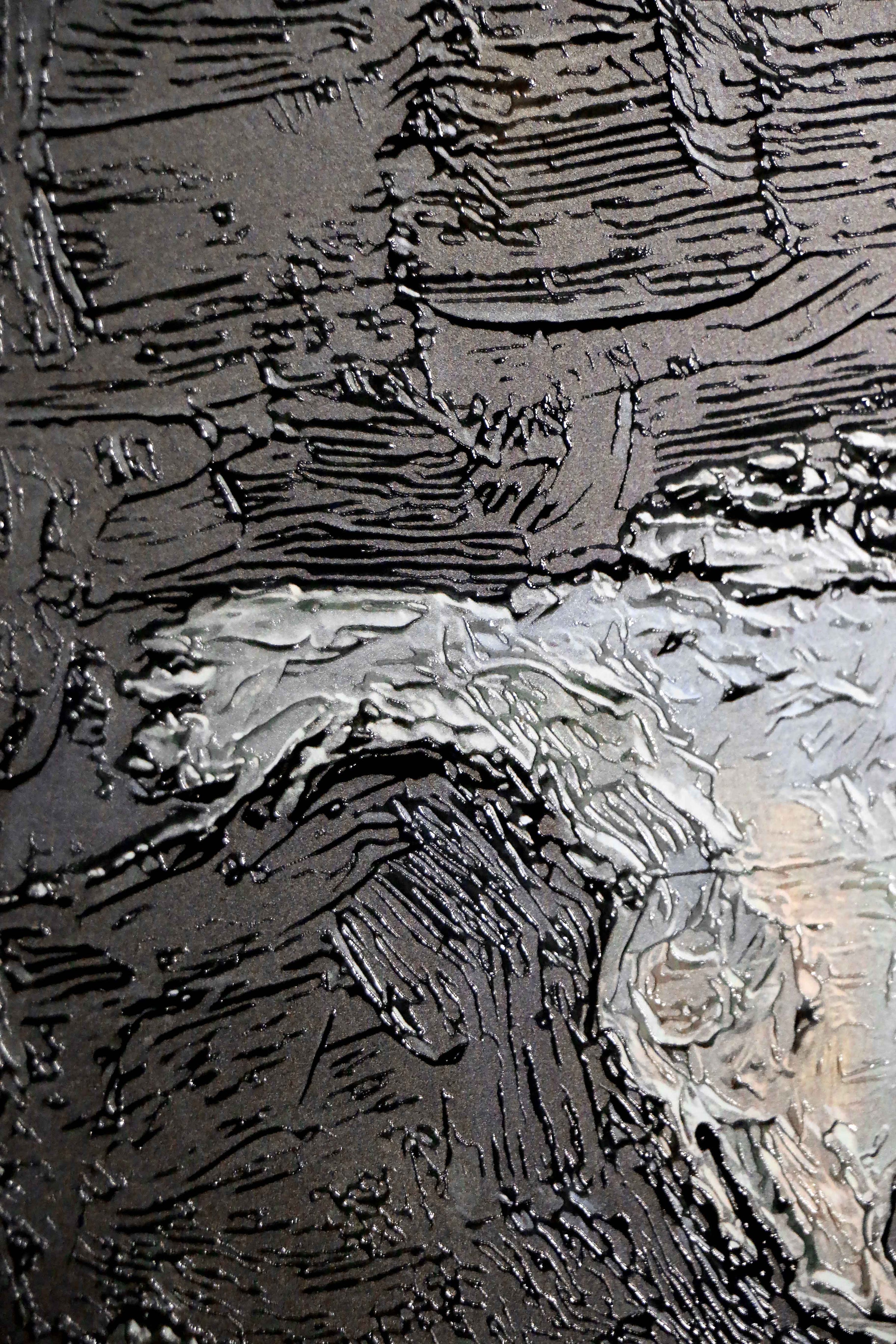 Titanium Terra Impasto — 3D Haptic Embossed High-Gloss Luxury Wall Art