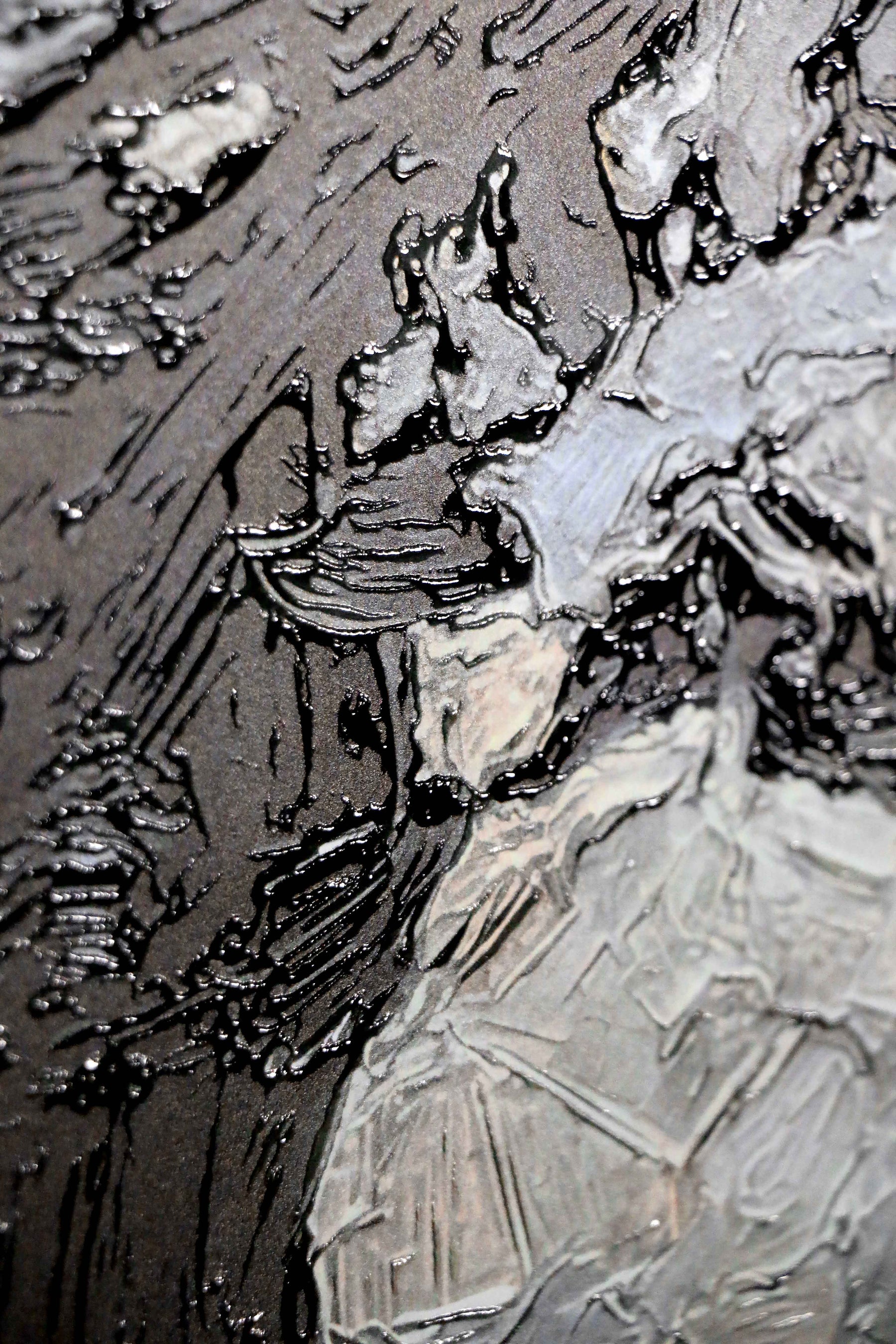 Titanium Terra Impasto — 3D Haptic Embossed High-Gloss Luxury Wall Art