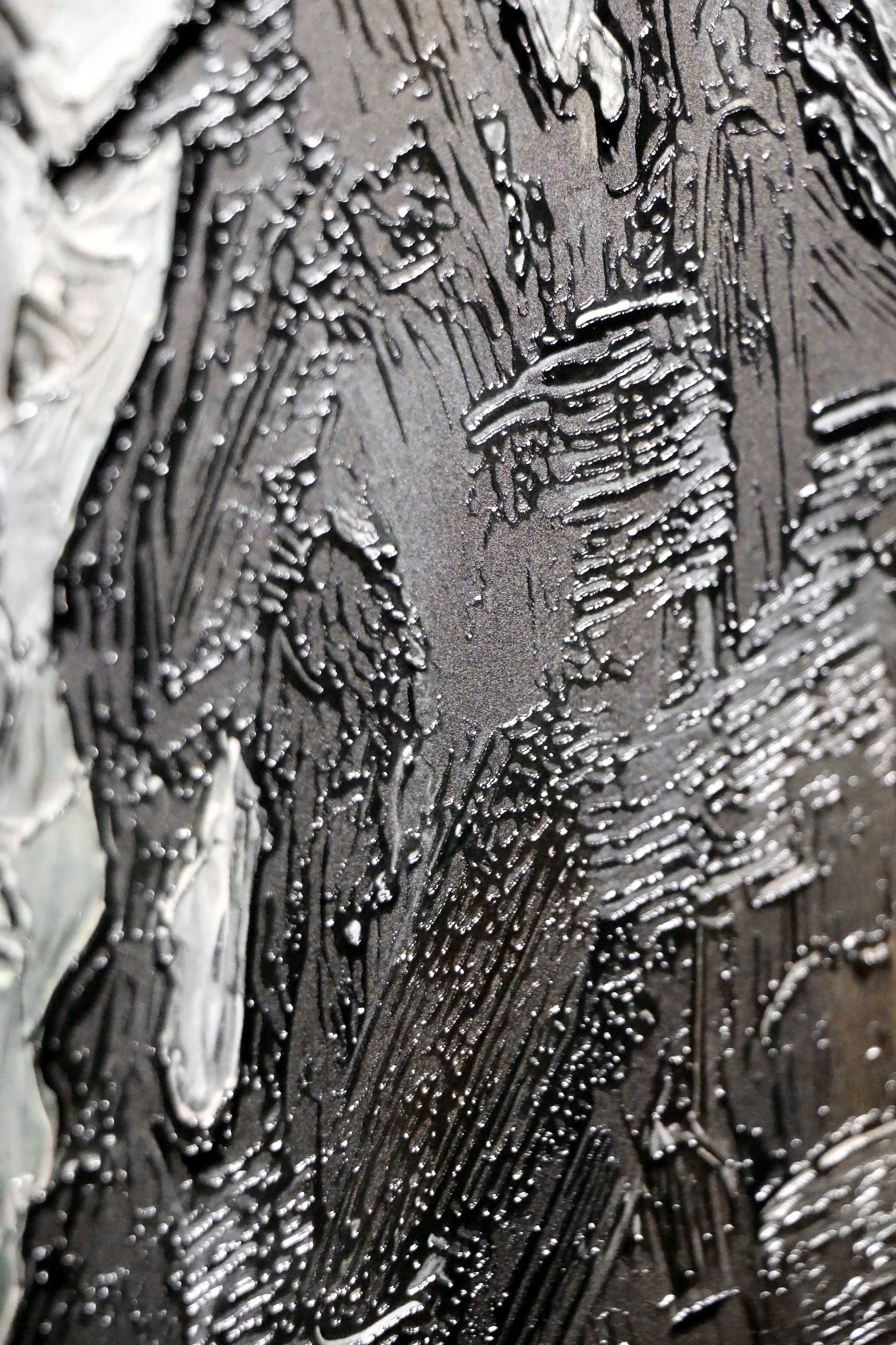 Titanium Terra Impasto — 3D Haptic Embossed High-Gloss Luxury Wall Art