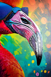 Electric Flamingo Groove — 3D Haptic Embossed High-Gloss Luxury Wall Art