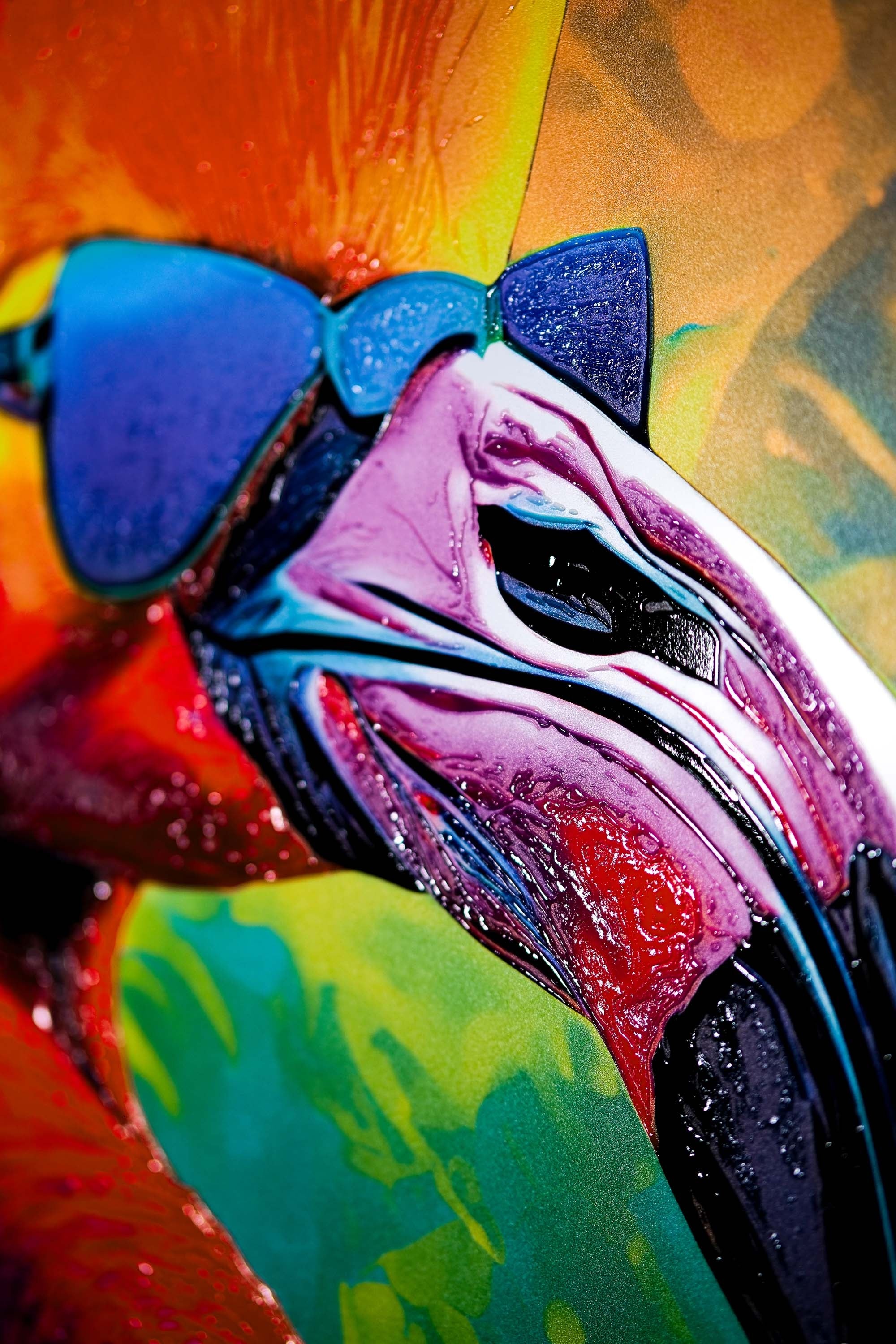 Electric Flamingo Groove — 3D Haptic Embossed High-Gloss Luxury Wall Art