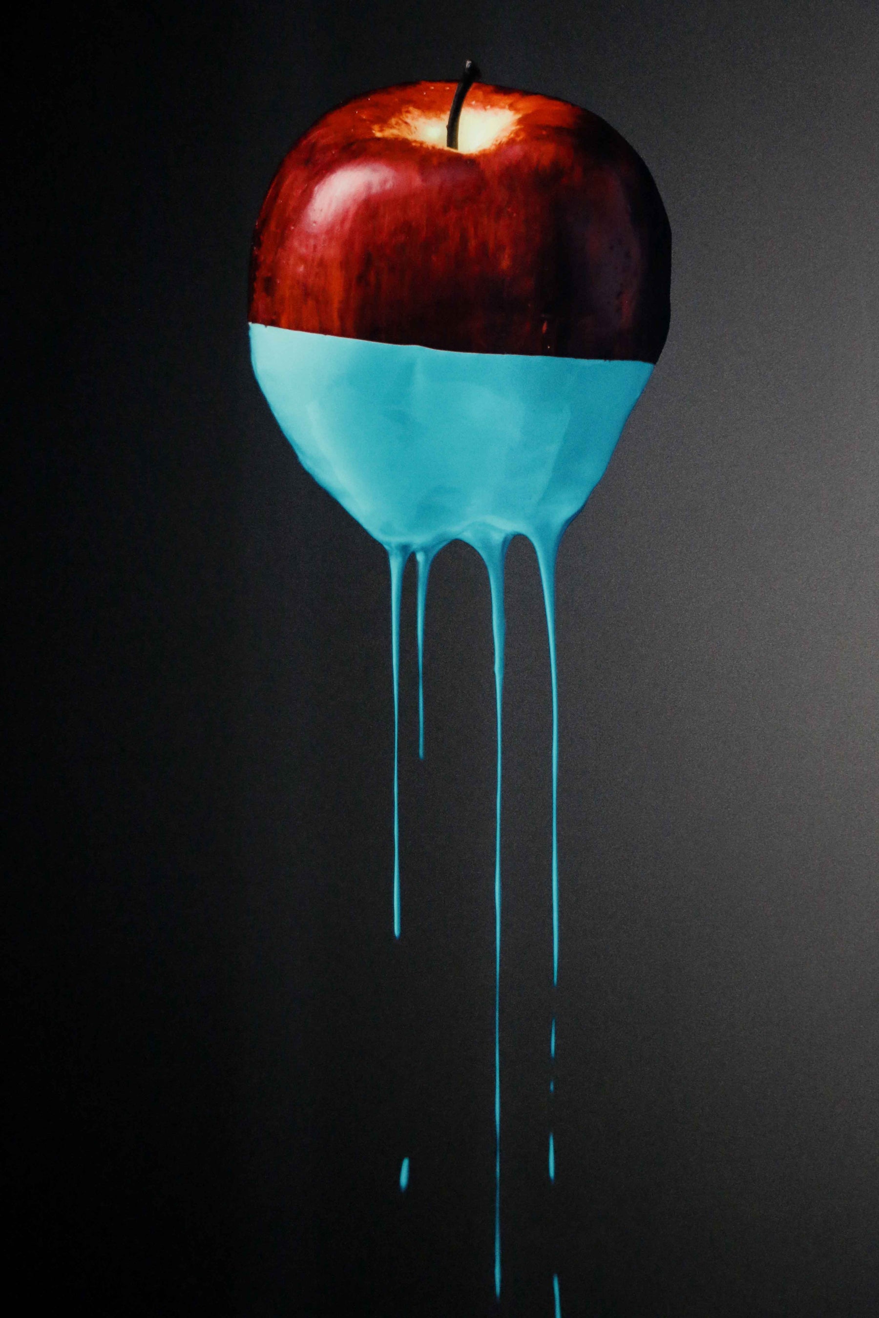 Crimson & Cyan Drip — 3D Haptic Embossed High-Gloss Luxury Wall Art