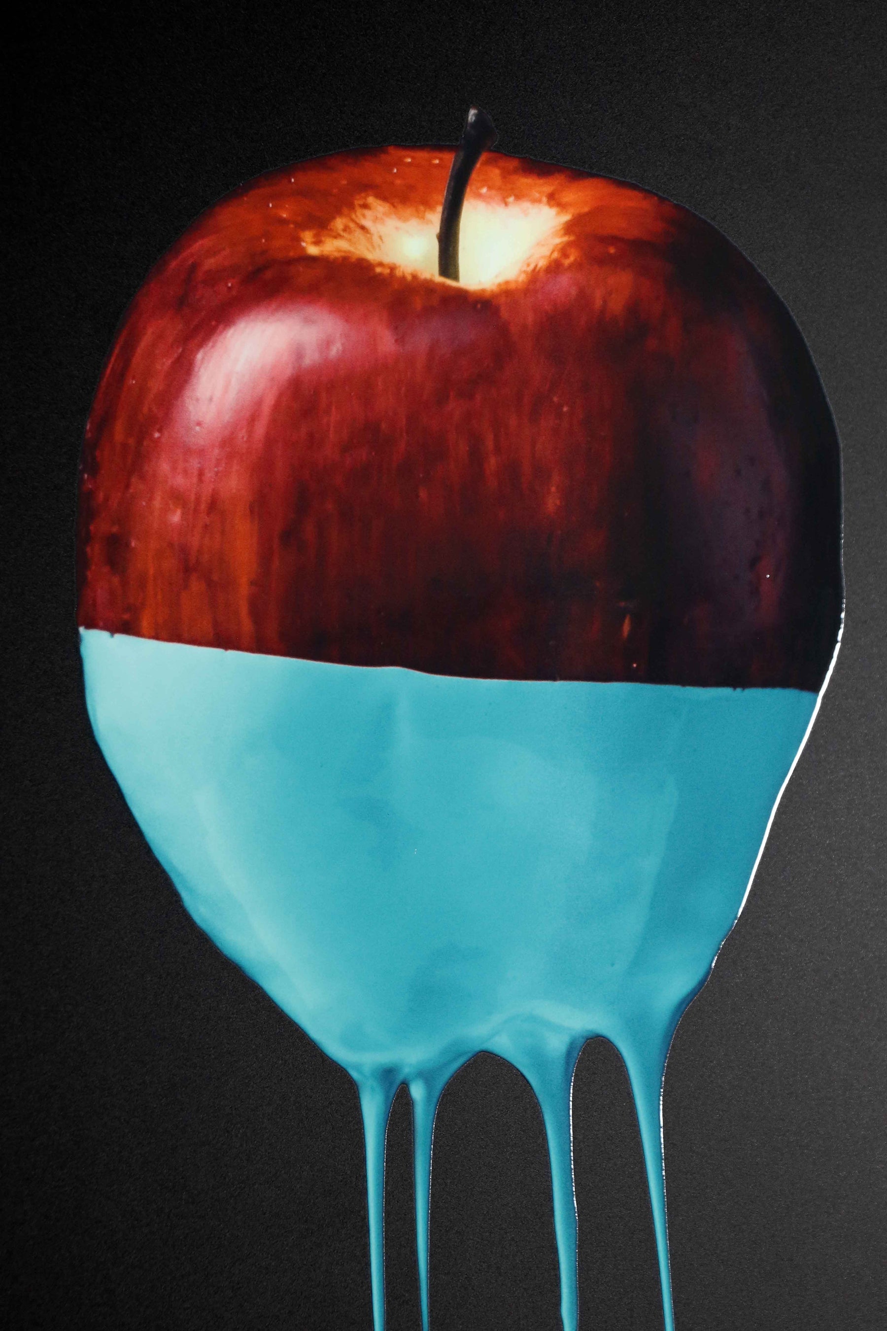 Crimson & Cyan Drip — 3D Haptic Embossed High-Gloss Luxury Wall Art