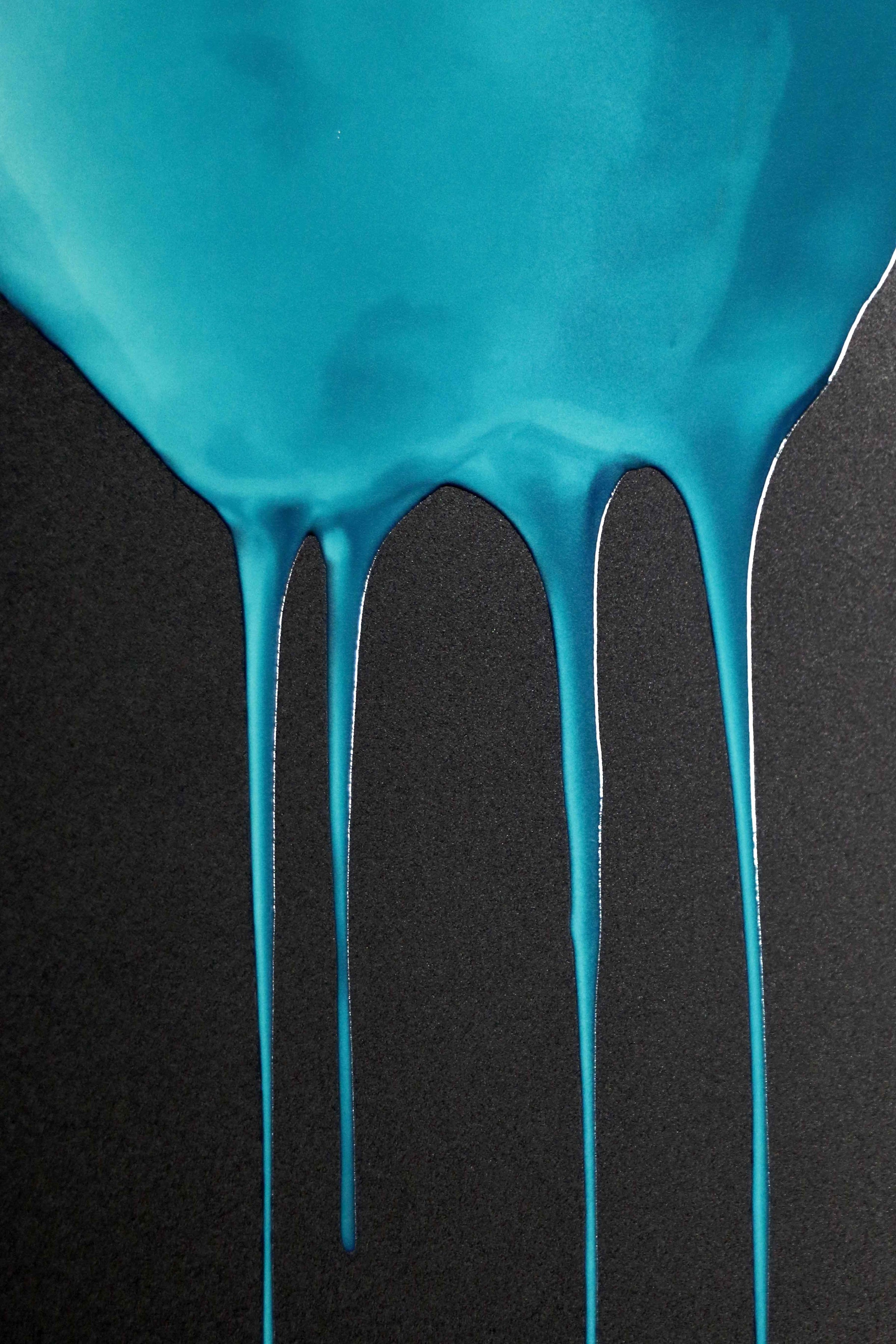 Crimson & Cyan Drip — 3D Haptic Embossed High-Gloss Luxury Wall Art