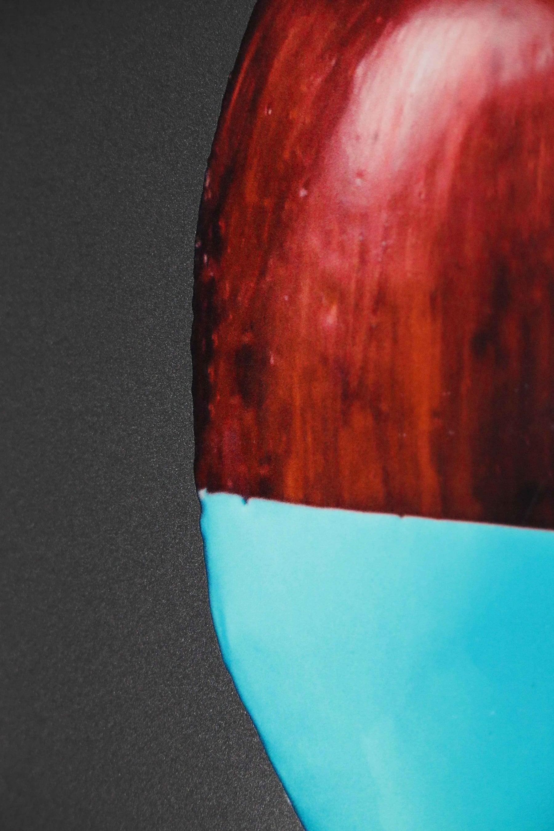 Crimson & Cyan Drip — 3D Haptic Embossed High-Gloss Luxury Wall Art