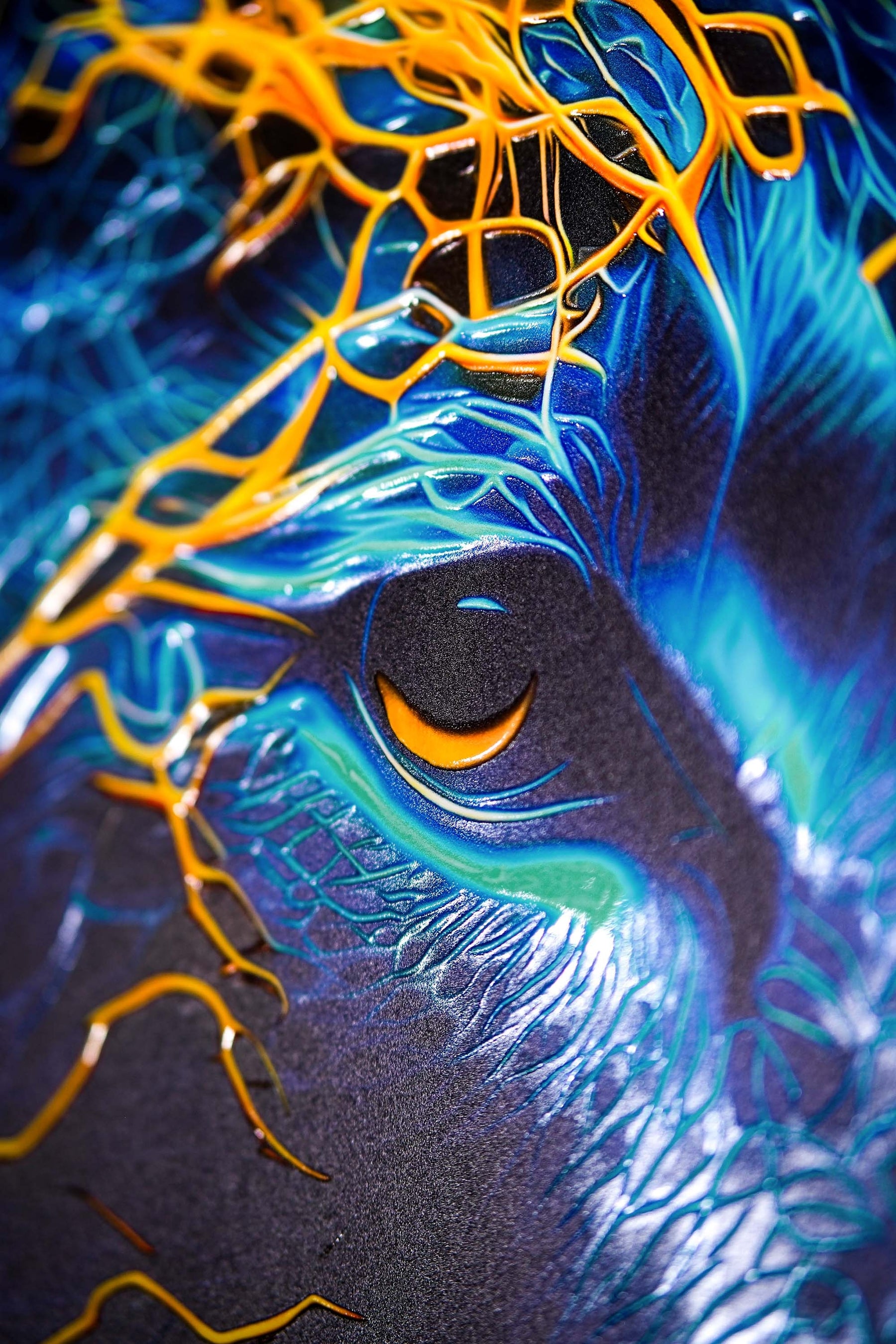 Neon Panther Pulse — 3D Haptic Embossed High-Gloss Luxury Wall Art