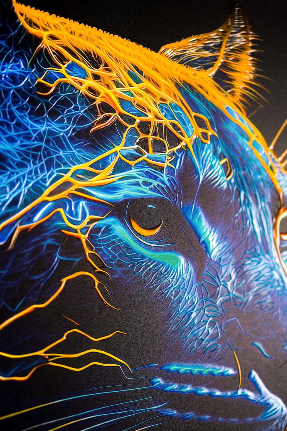 Pulso pantera neón — Arte mural de lujo 3D háptico en relieve de alto brillo