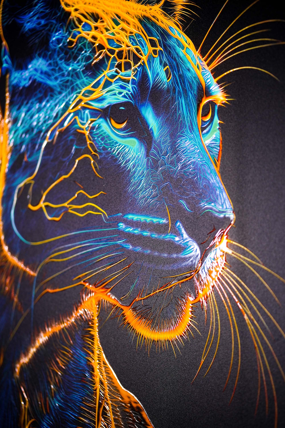 Pulso pantera neón — Arte mural de lujo 3D háptico en relieve de alto brillo
