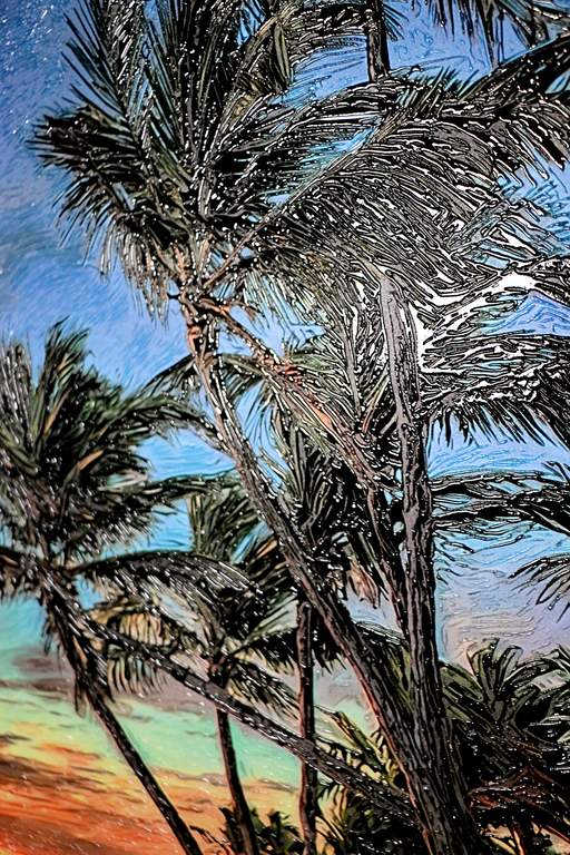 Tropic Dusk Symphony - Haptic 3D Embossed + High-Gloss Lacquer Print