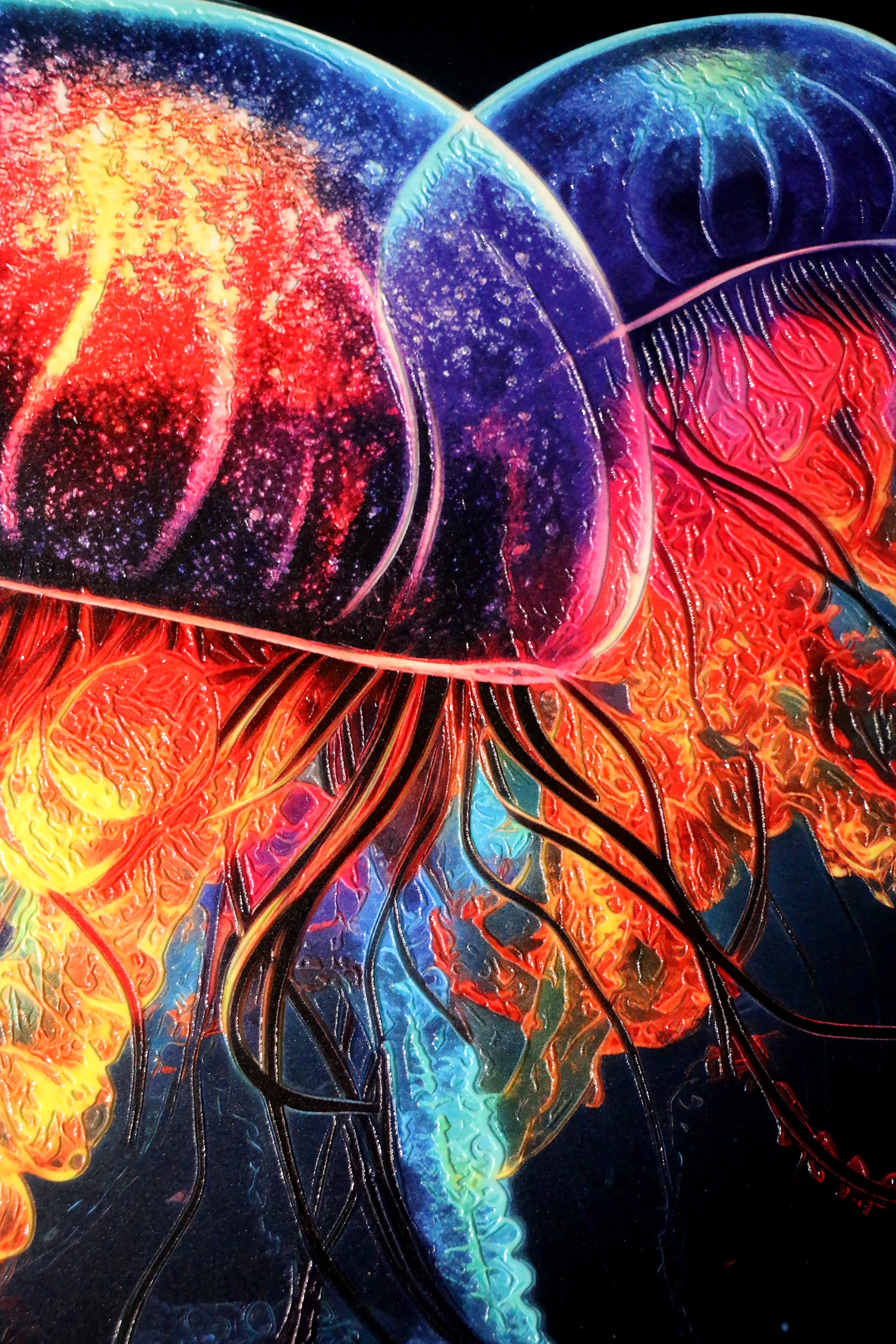 Luminescent Deep-Sea Duo — 3D Haptic Embossed High-Gloss Luxury Wall Art