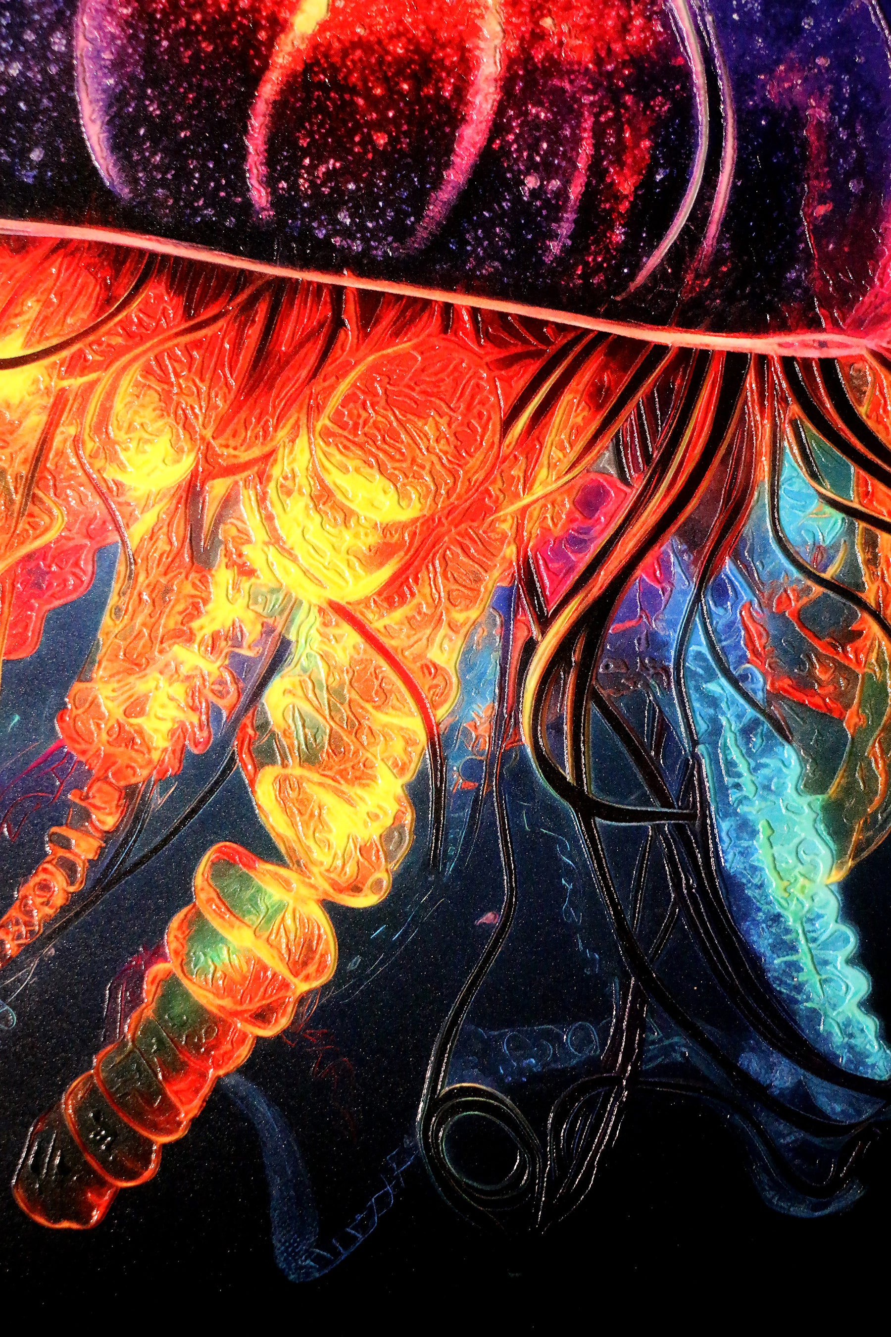 Luminescent Deep-Sea Duo — 3D Haptic Embossed High-Gloss Luxury Wall Art