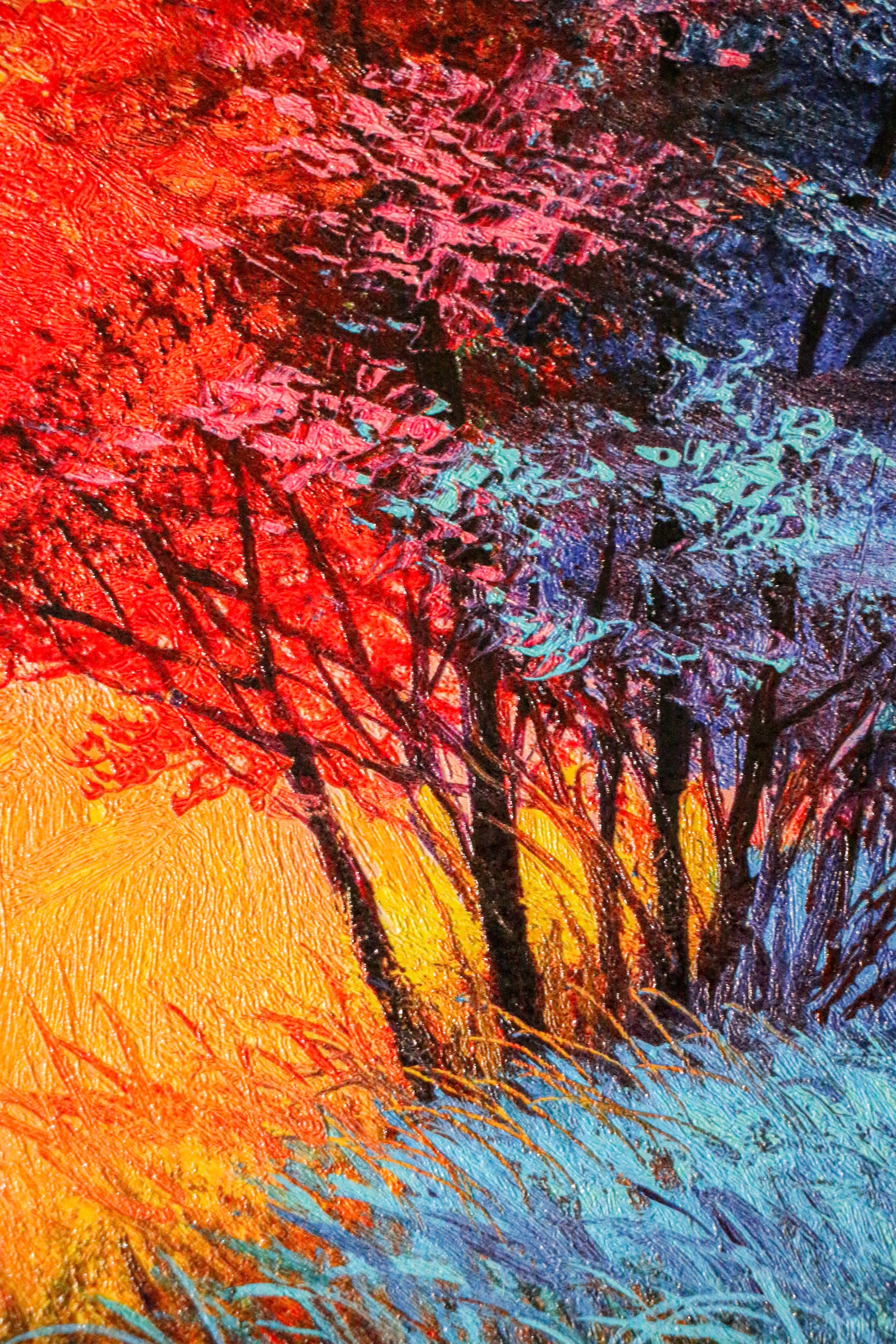 Crimson Frost Solitude — 3D Haptic Embossed High-Gloss Luxury Wall Art