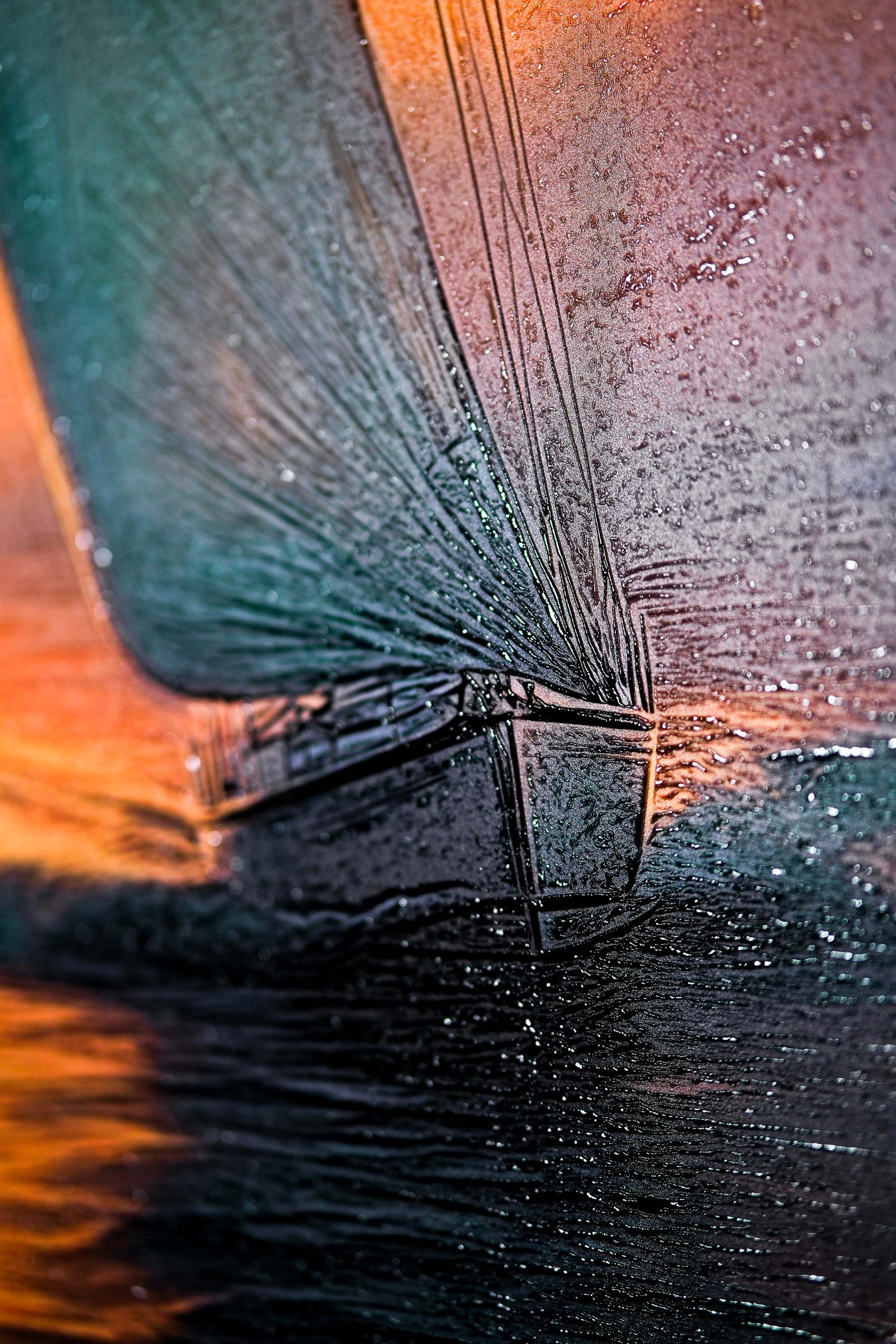 Azure Voyage: Golden Horizon — 3D Haptic Embossed High-Gloss Luxury Wall Art