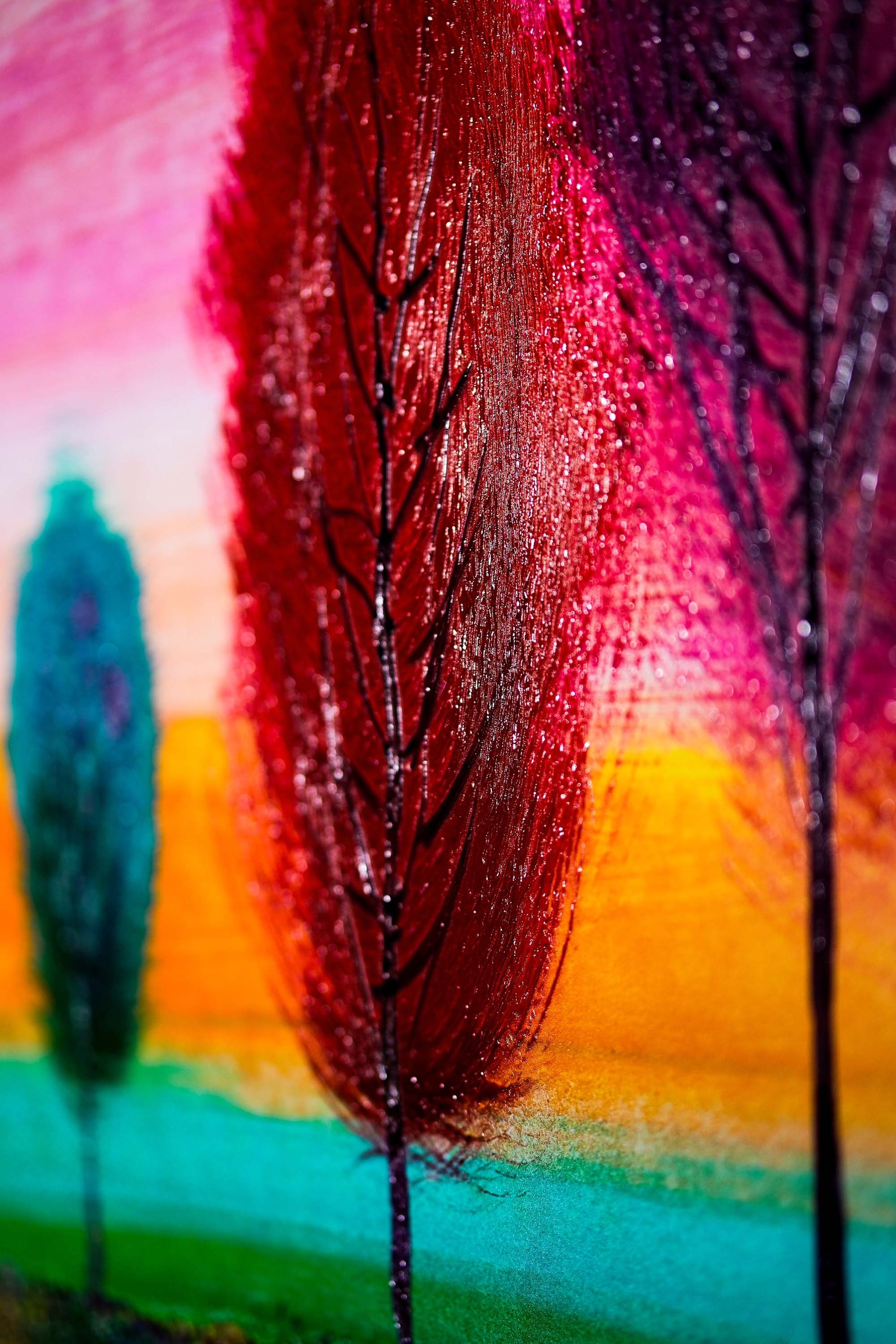 Radiant Chromatic Grove — 3D Haptic Embossed High-Gloss Luxury Wall Art