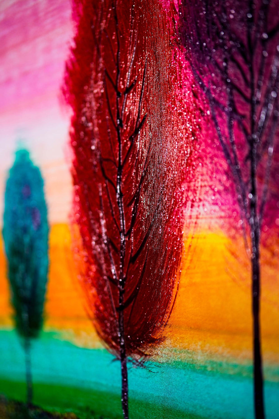 Radiant Chromatic Grove — 3D Haptic Embossed High-Gloss Luxury Wall Art