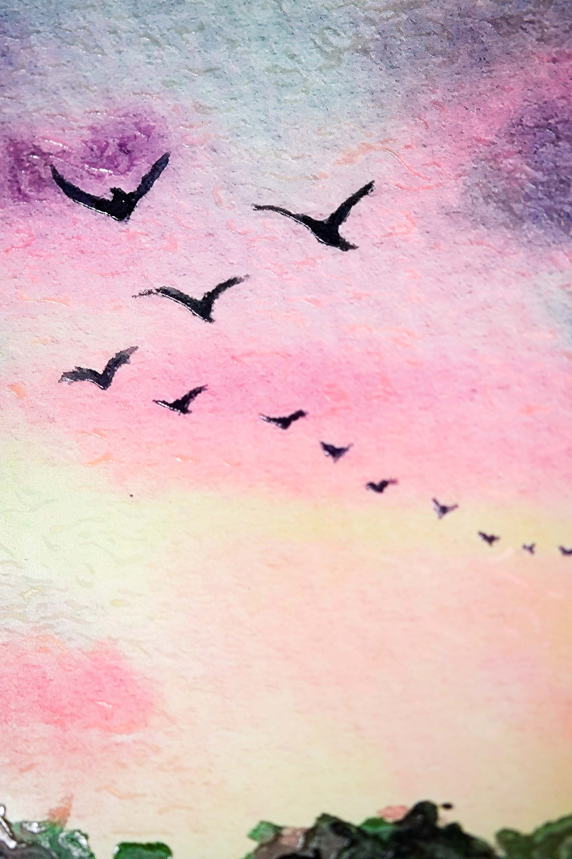 Lavender Sunset Tree — 3D Haptic Embossed High-Gloss Luxury Wall Art