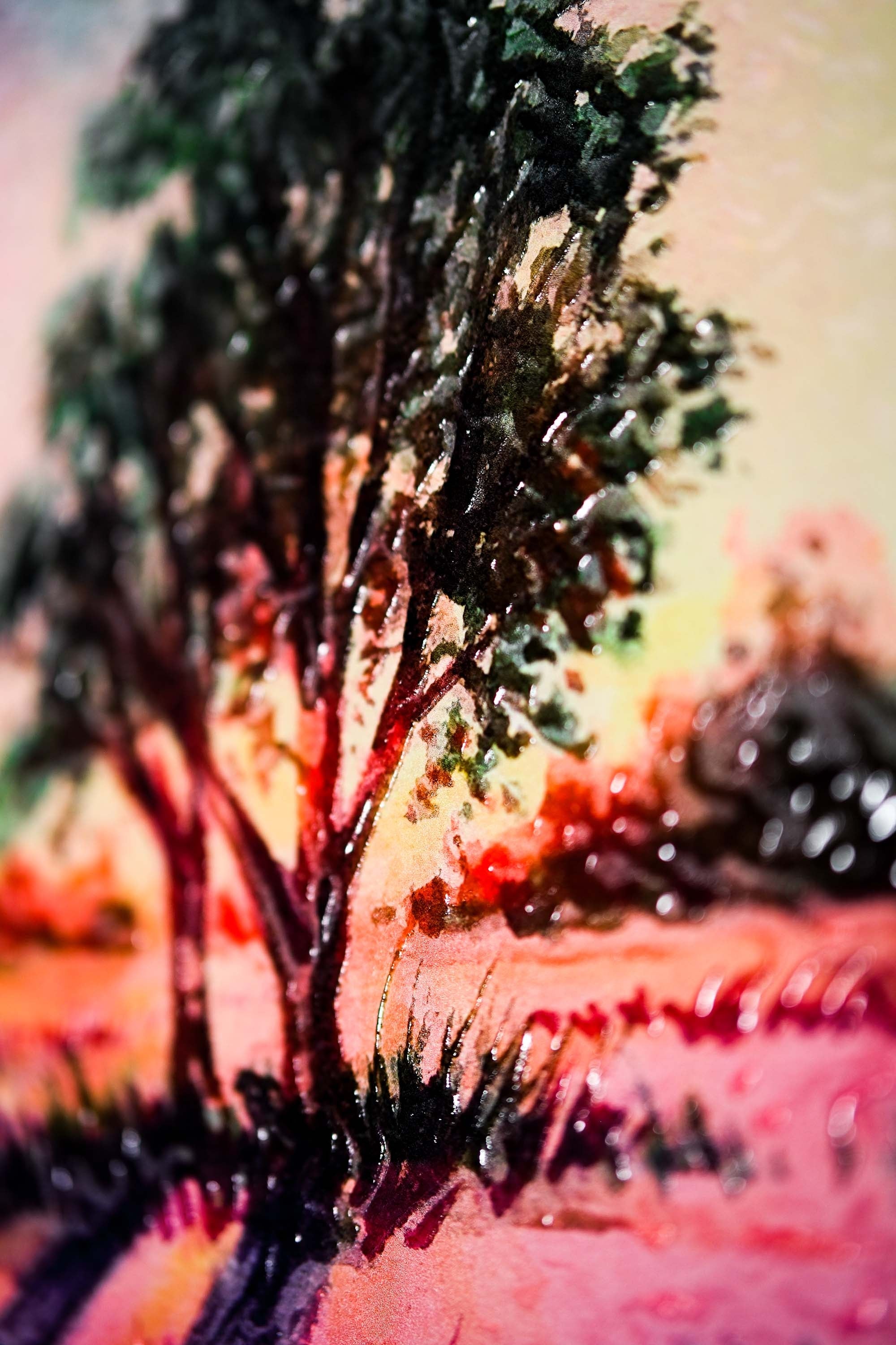 Lavender Sunset Tree — 3D Haptic Embossed High-Gloss Luxury Wall Art