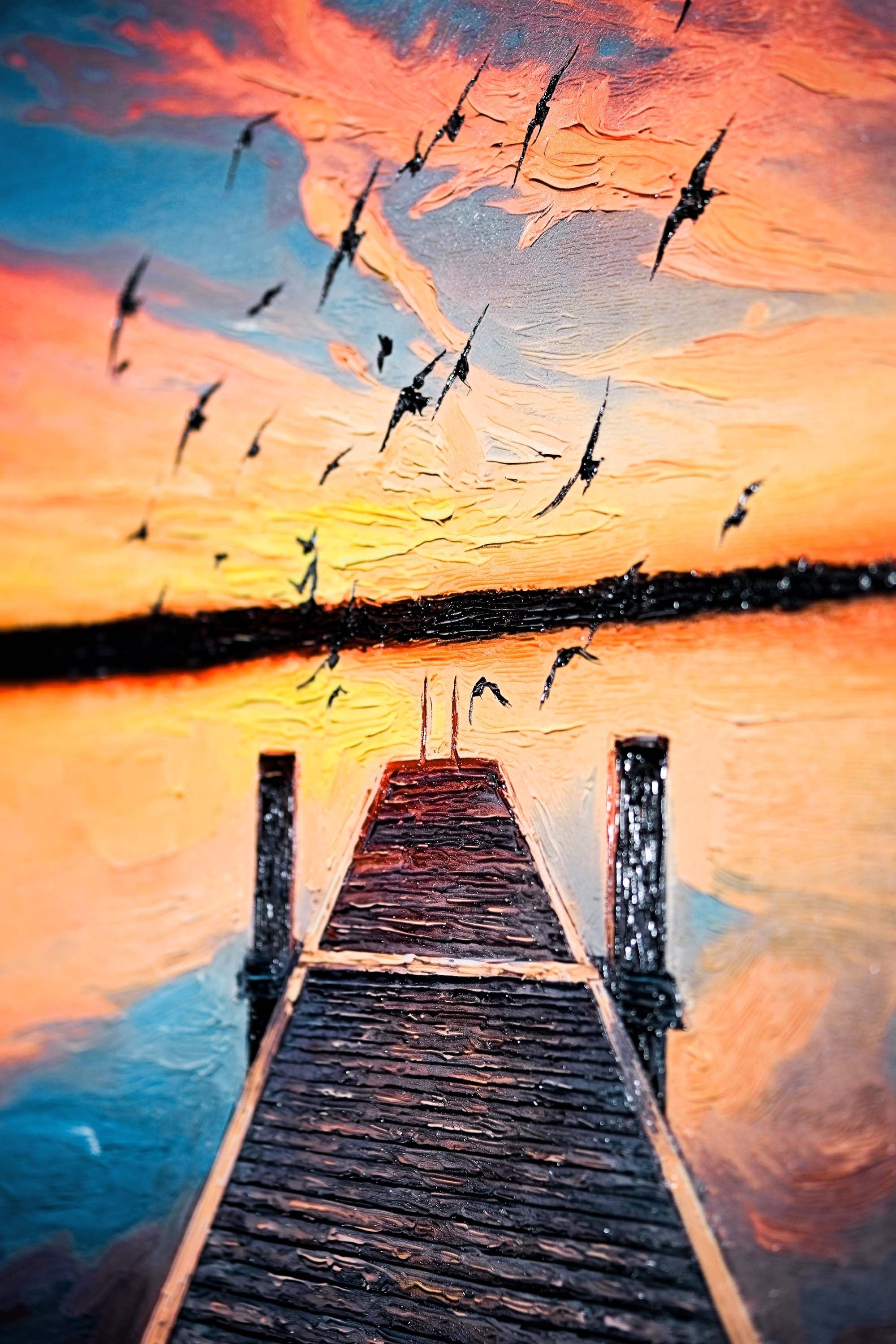 Twilight Pier Sojourn — 3D Haptic Embossed High-Gloss Luxury Wall Art