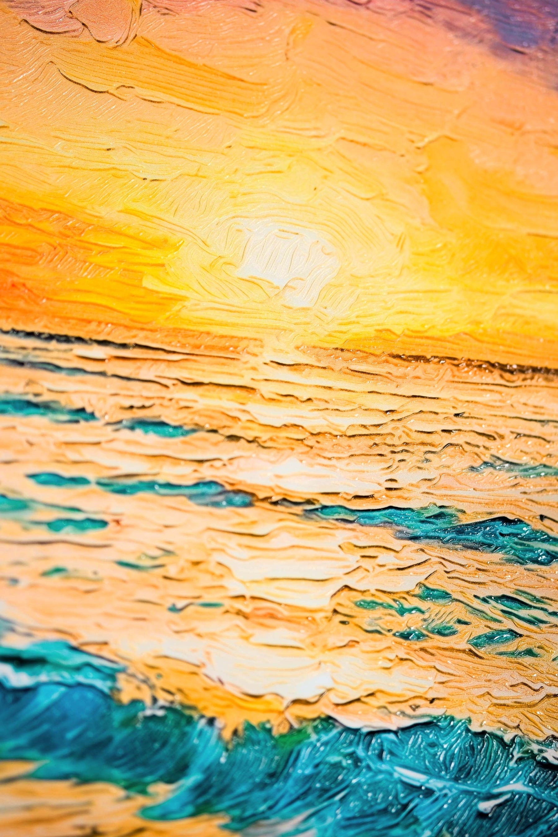 Azure Shoreline Radiance — 3D Haptic Embossed High-Gloss Luxury Wall Art