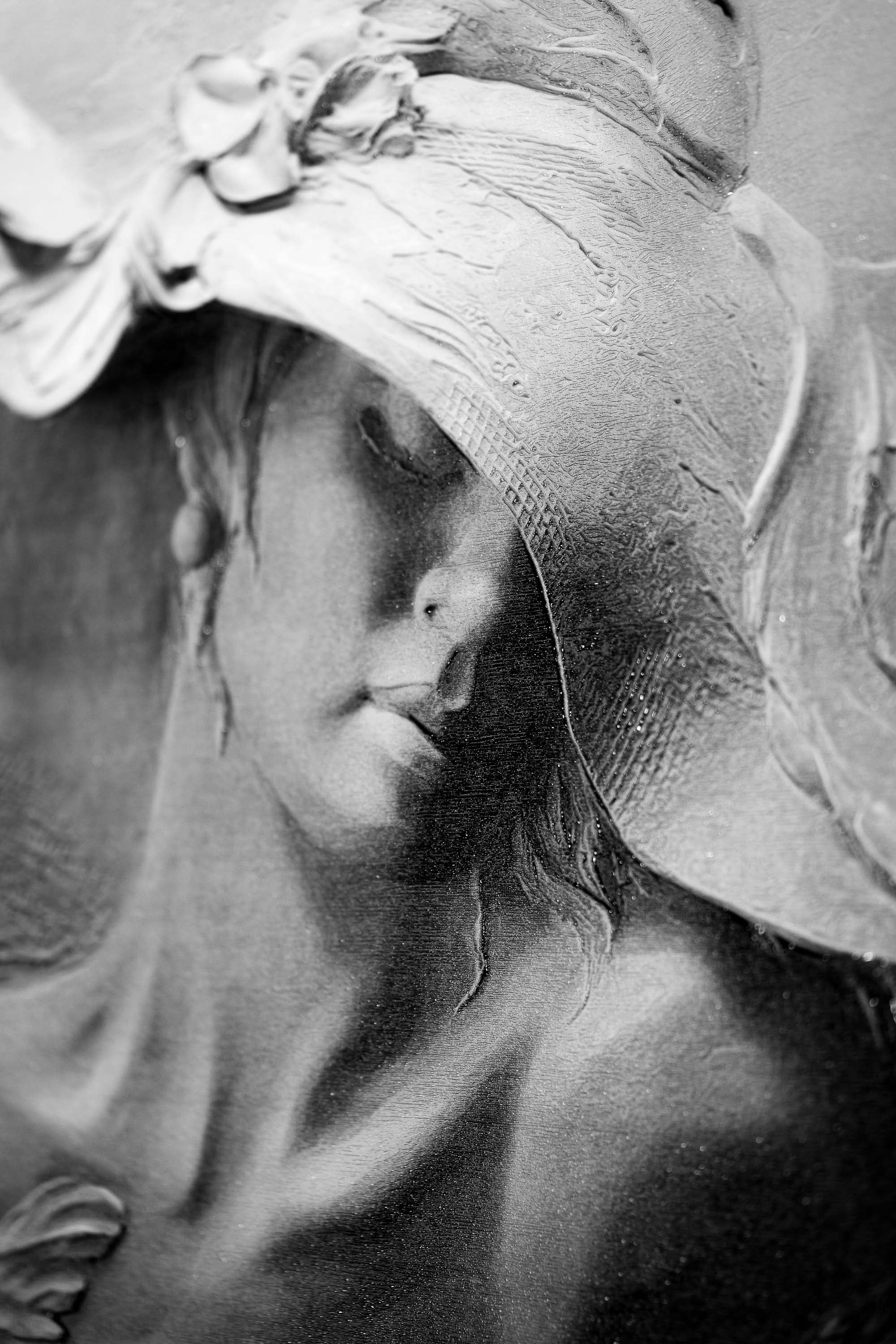 Alabaster Muse & Butterflies — 3D Haptic Embossed High-Gloss Luxury Wall Art