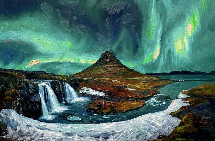 Arctic Aurora Cascade – 3D Haptic Embossed High-Gloss Luxury Wall Art