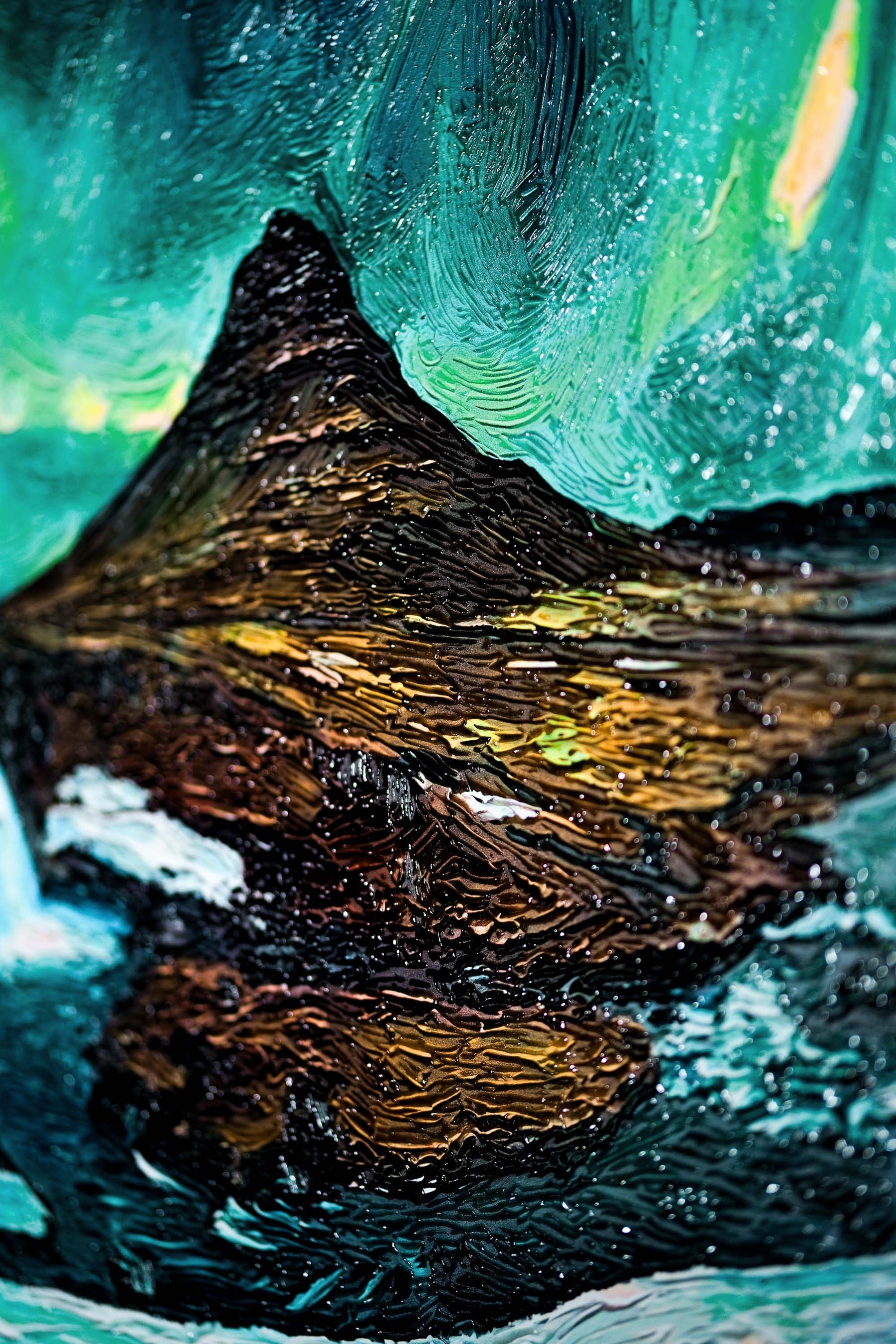 Arctic Aurora Cascade – 3D Haptic Embossed High-Gloss Luxury Wall Art