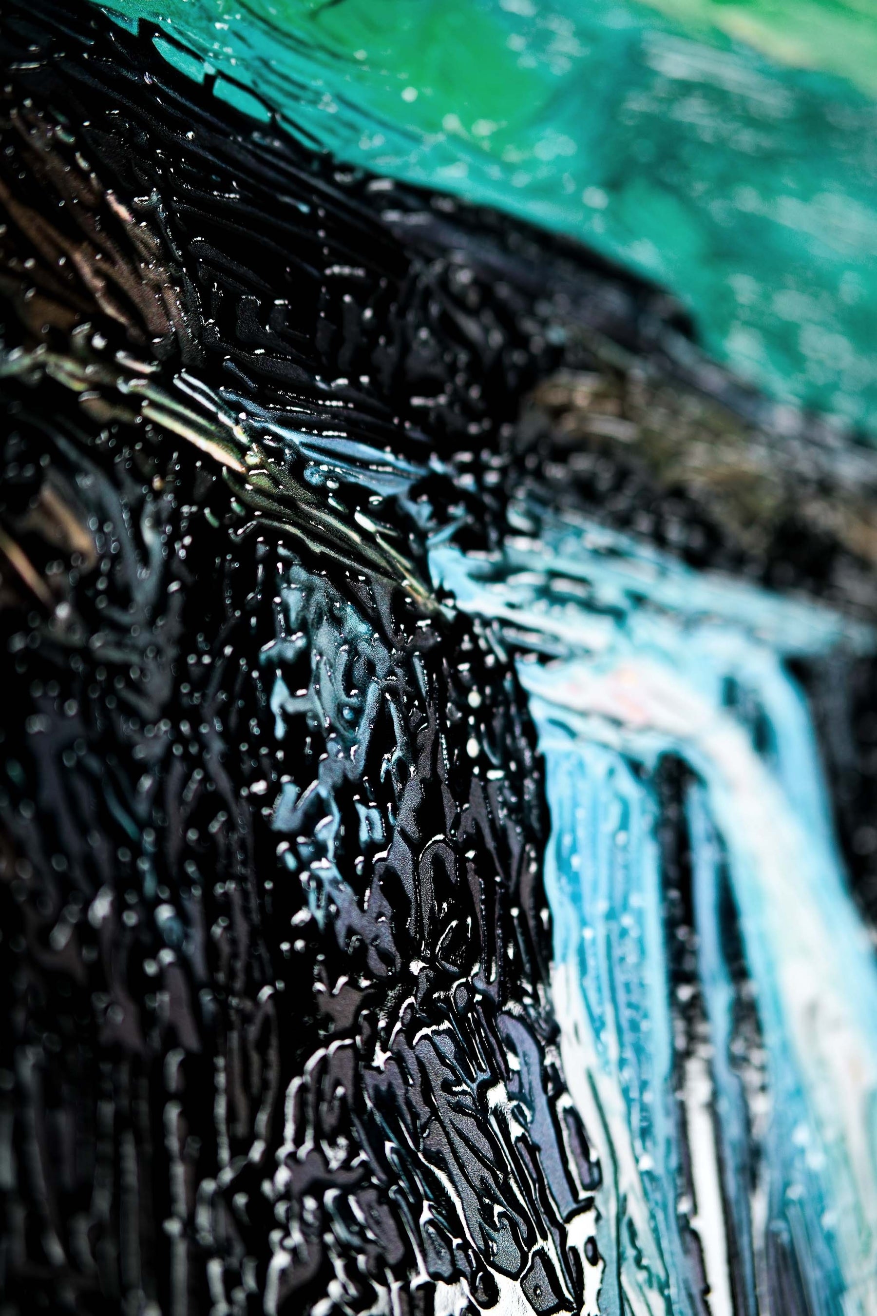 Arctic Aurora Cascade – 3D Haptic Embossed High-Gloss Luxury Wall Art