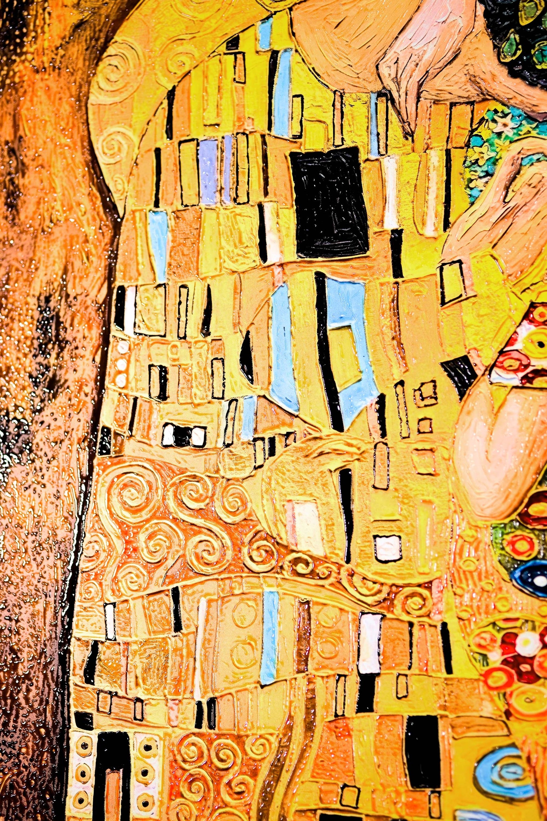 Golden Embrace Reverie — A Textured Tribute to Klimt’s Masterpiece