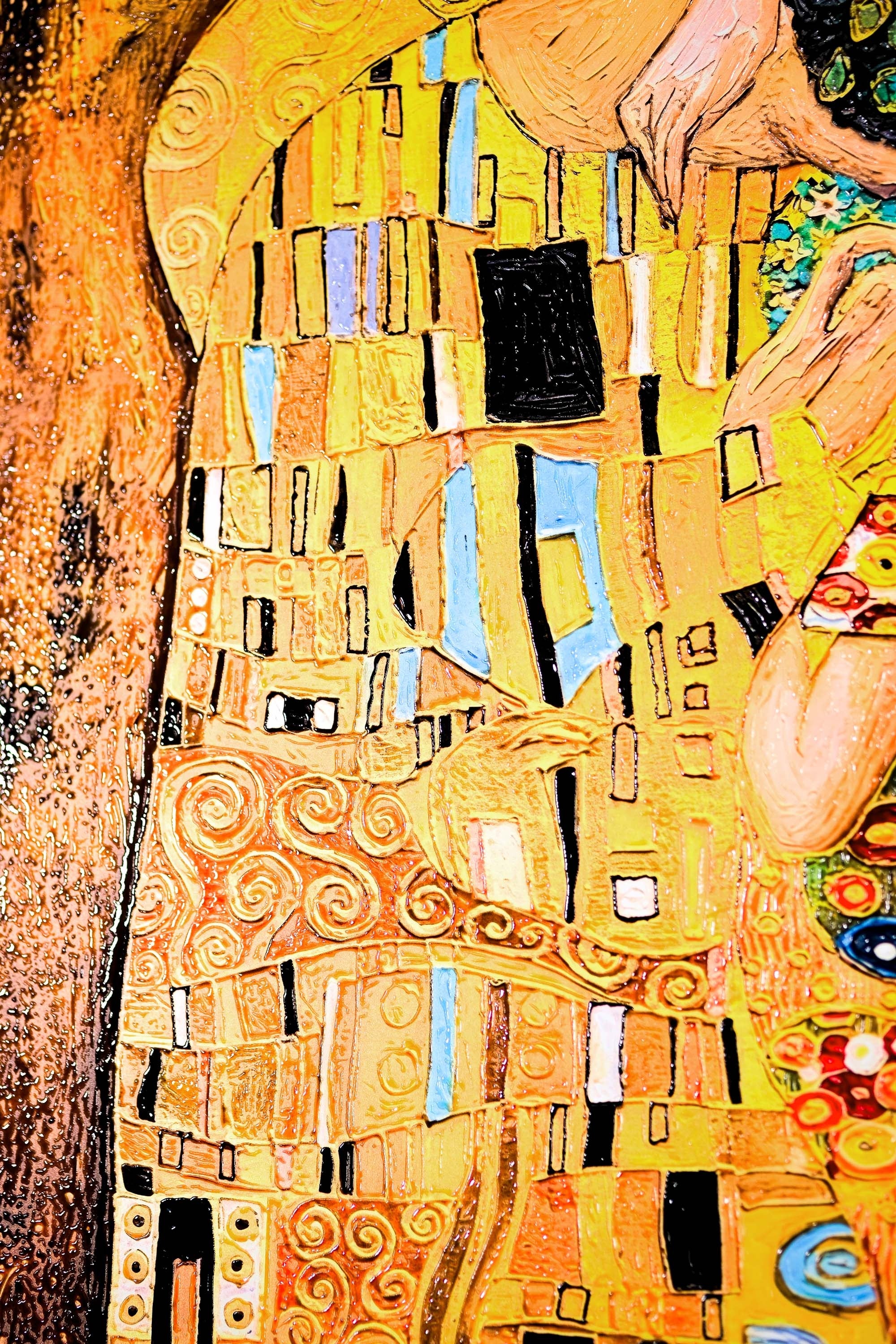 Golden Embrace Reverie — A Textured Tribute to Klimt’s Masterpiece