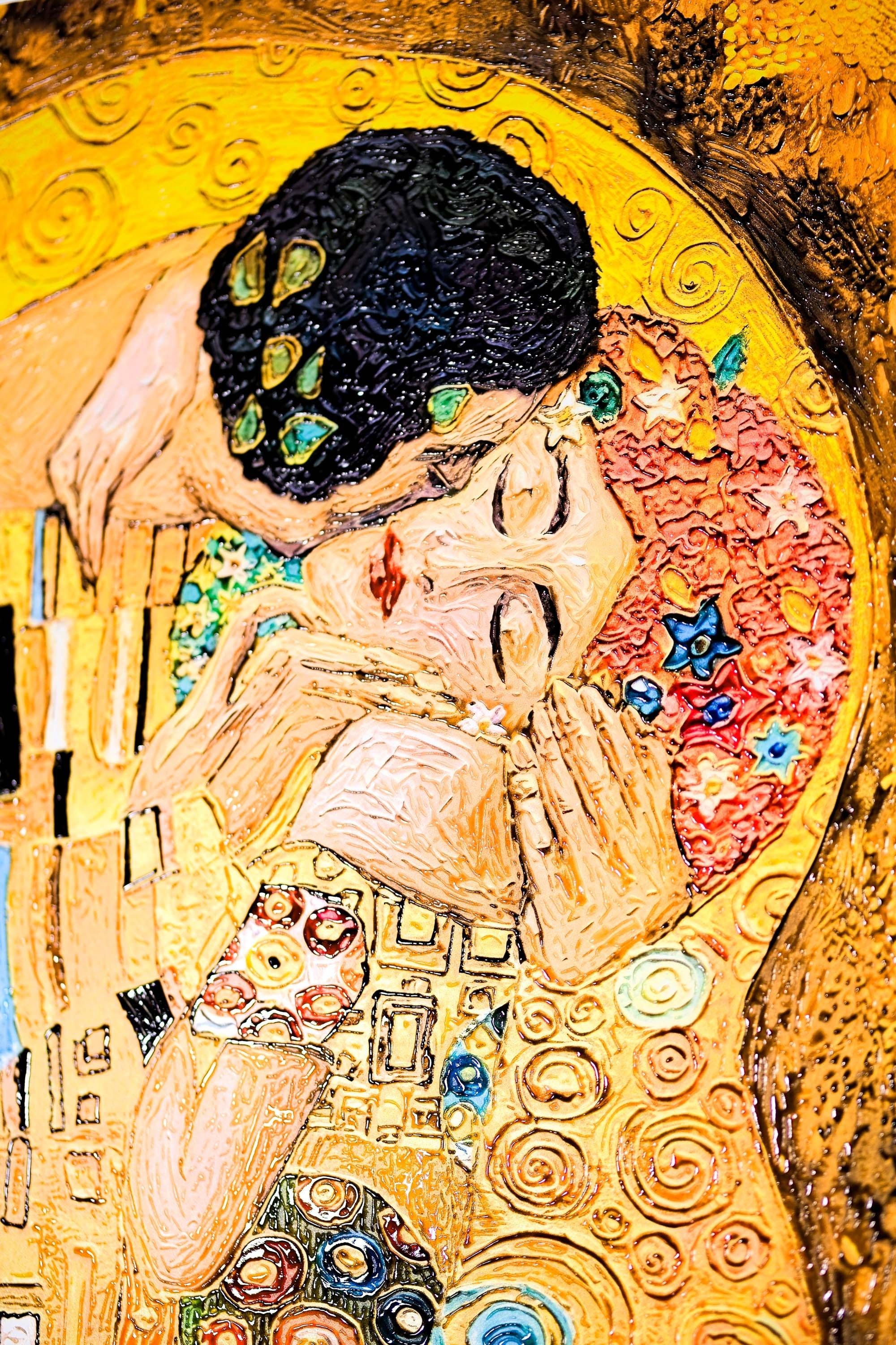 Golden Embrace Reverie — A Textured Tribute to Klimt’s Masterpiece