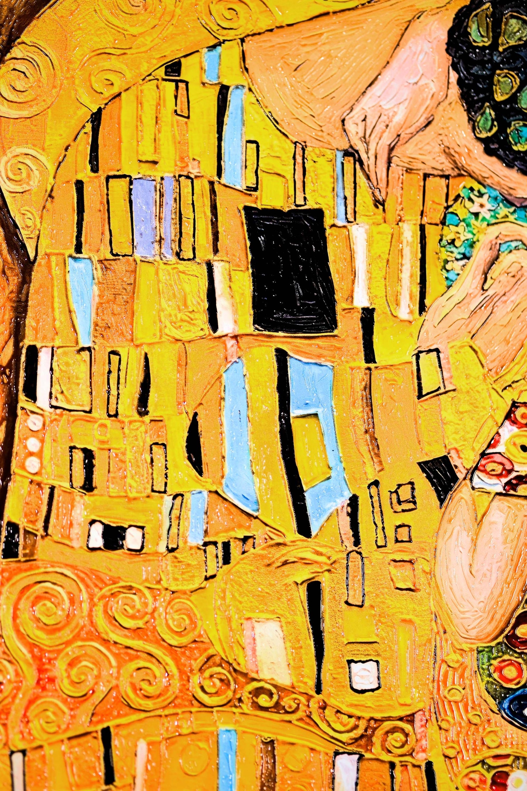 Golden Embrace Reverie — A Textured Tribute to Klimt’s Masterpiece