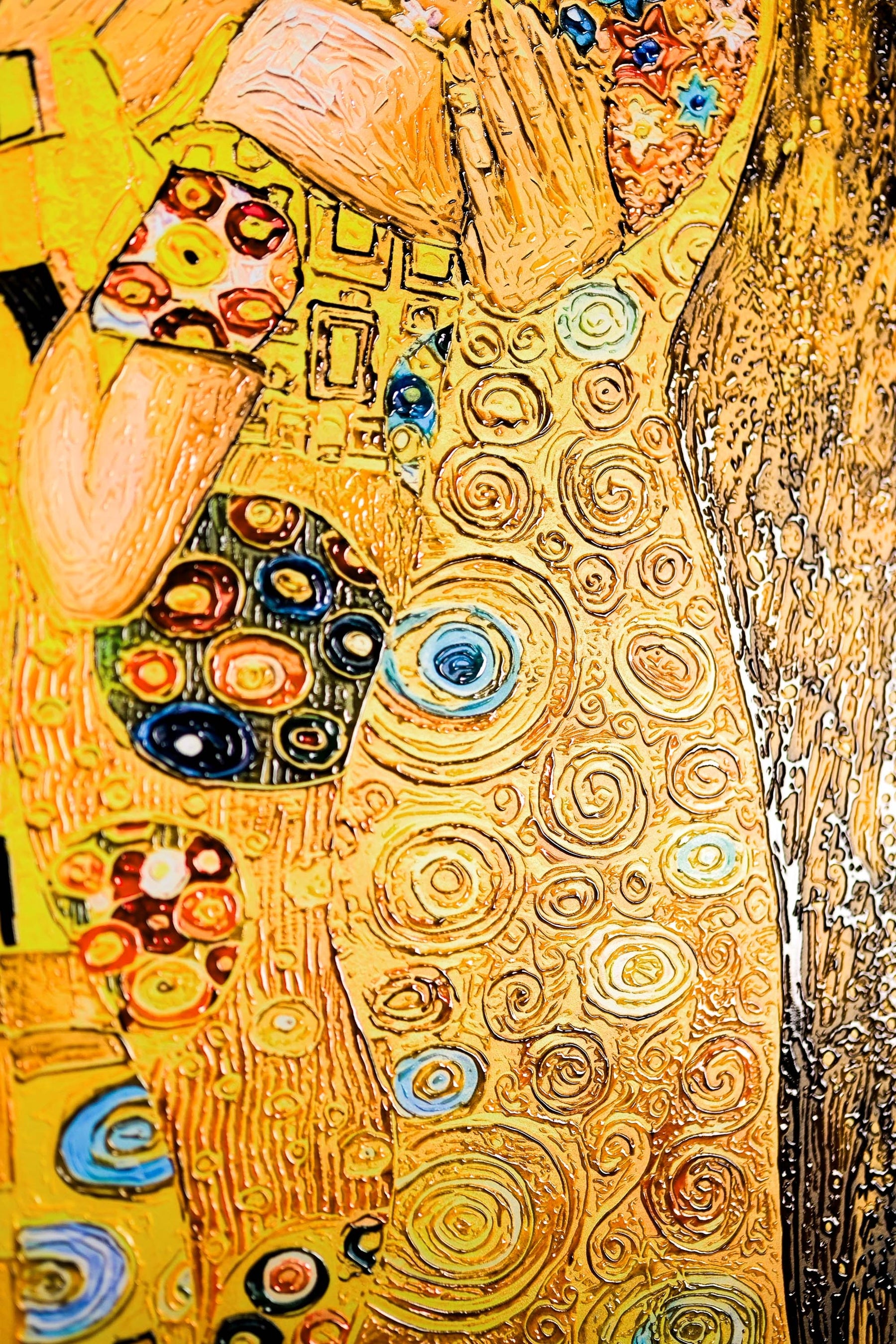 Golden Embrace Reverie — A Textured Tribute to Klimt’s Masterpiece